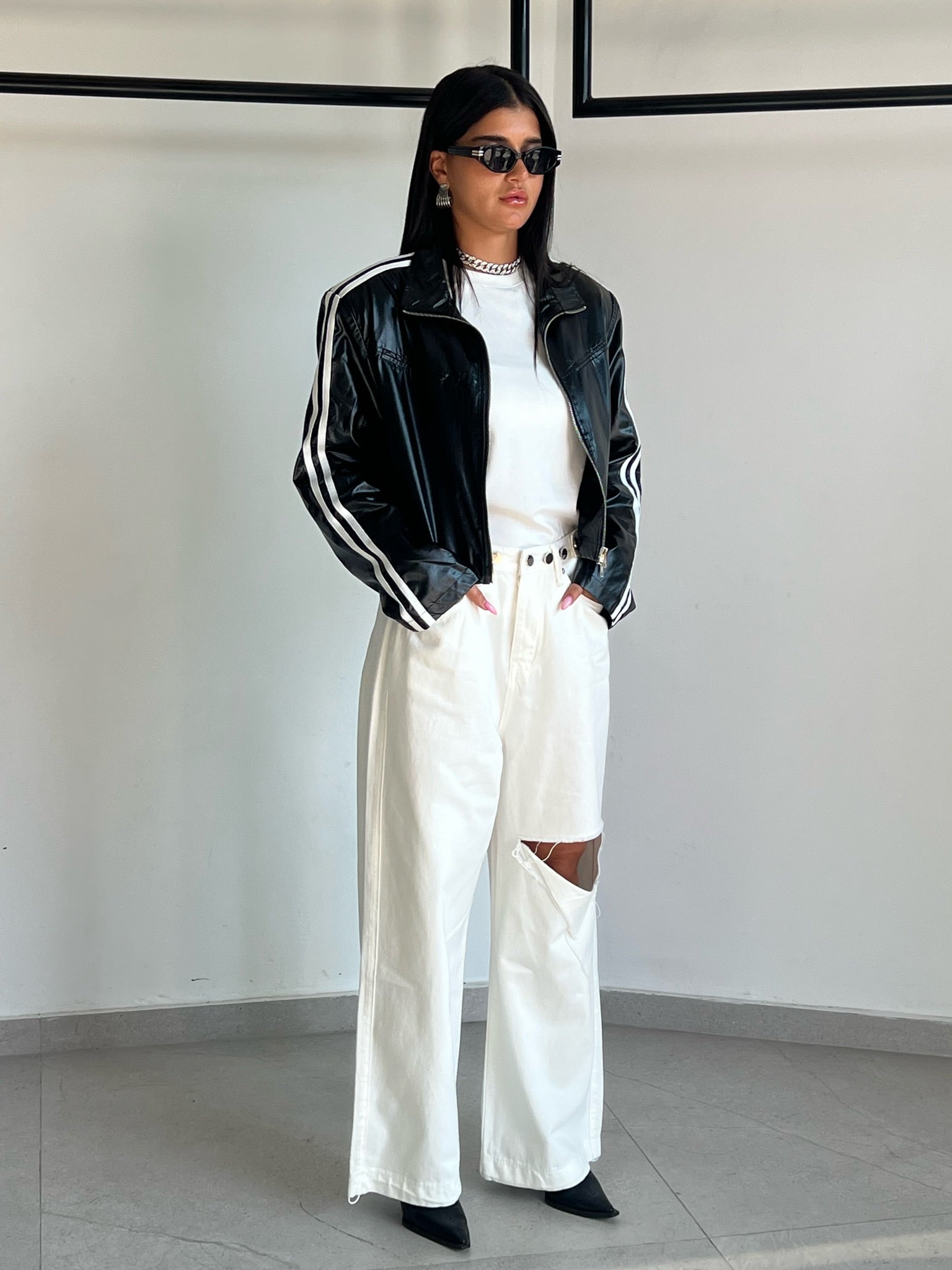 ג׳קט רז דמוי עור שחור