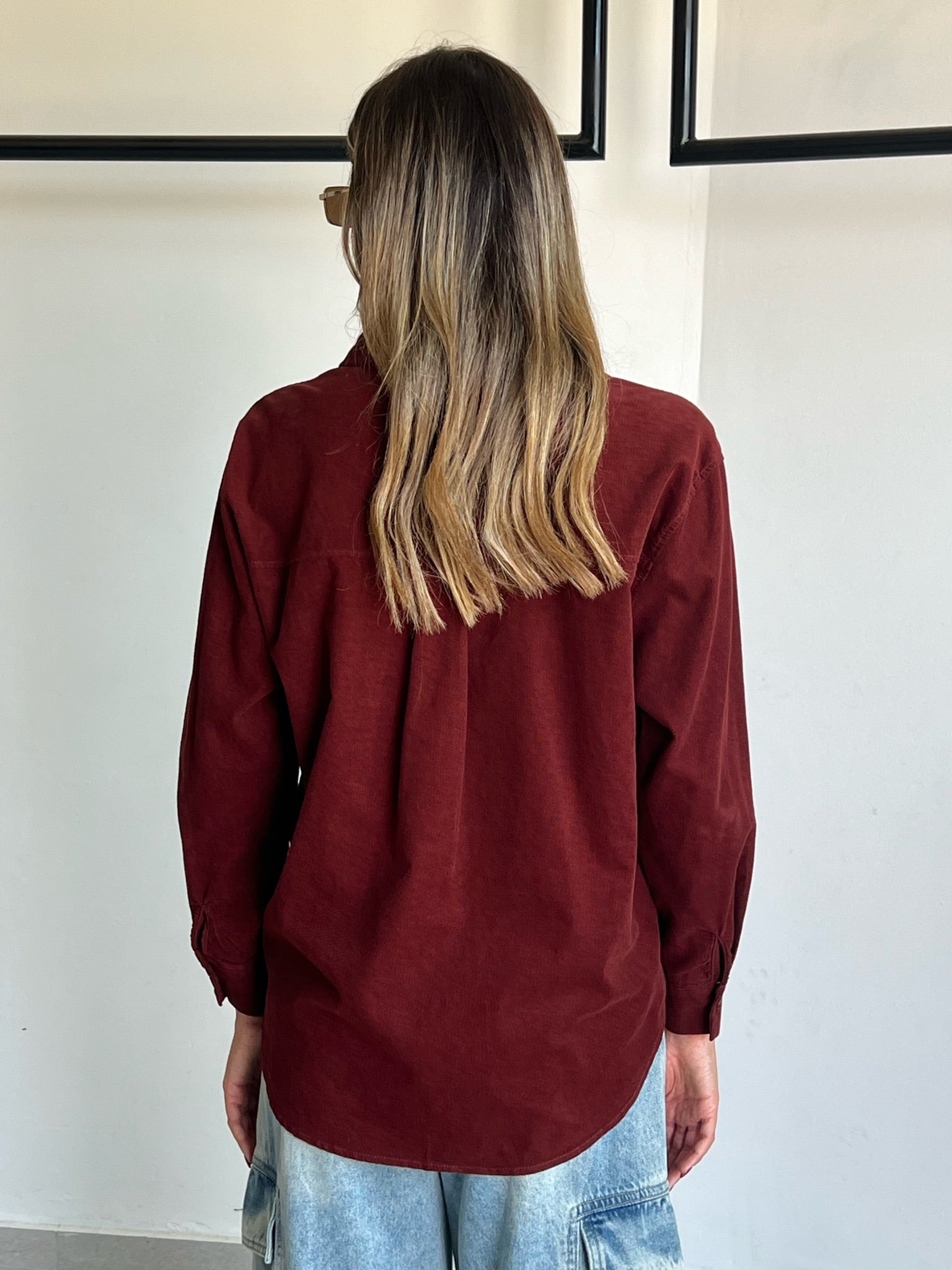 חולצת מרום קורדרוי בורדו