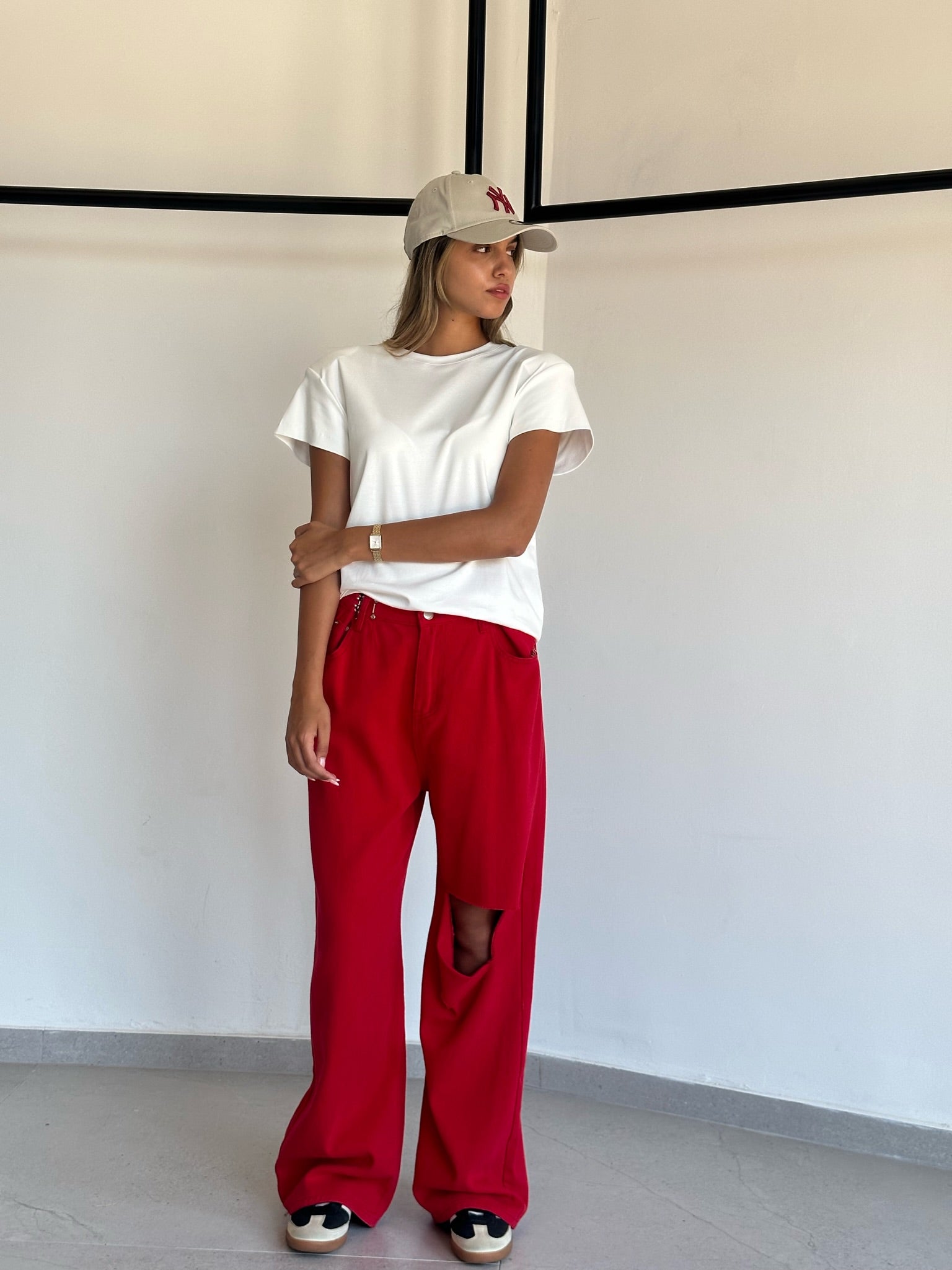 מכנס ג׳ינס ליהי אדום