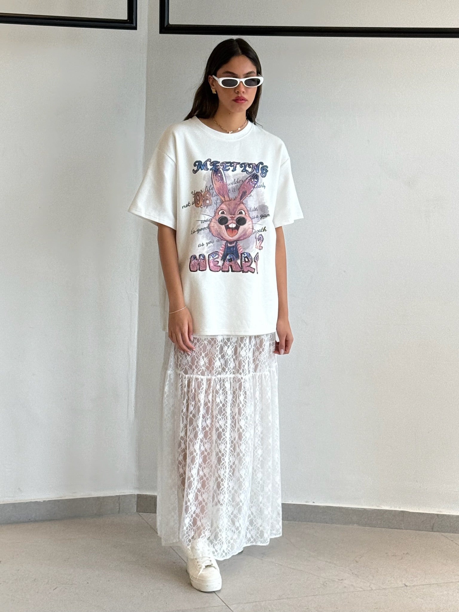 חצאית סאם לבן