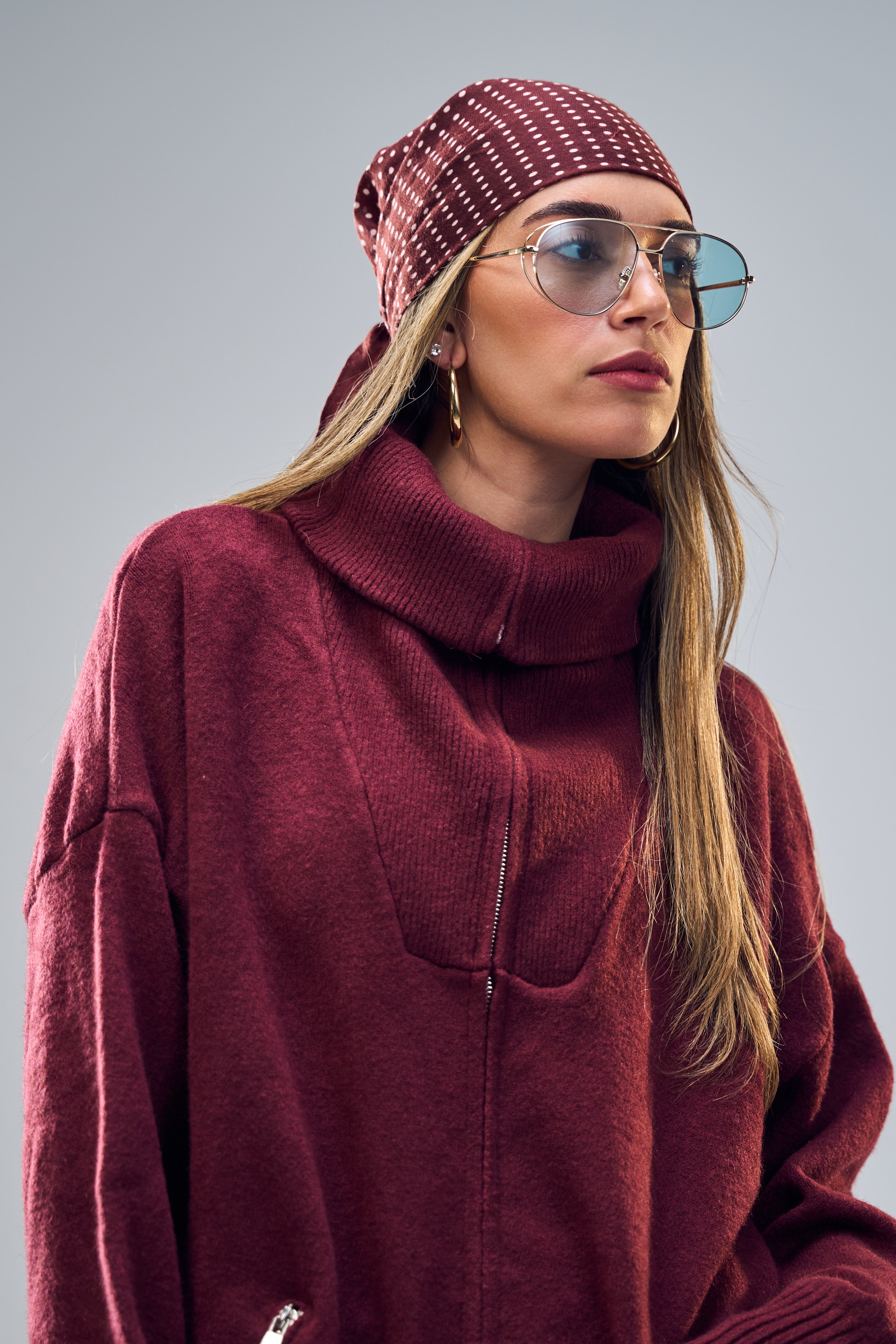 חליפת סריג היילי בורדו