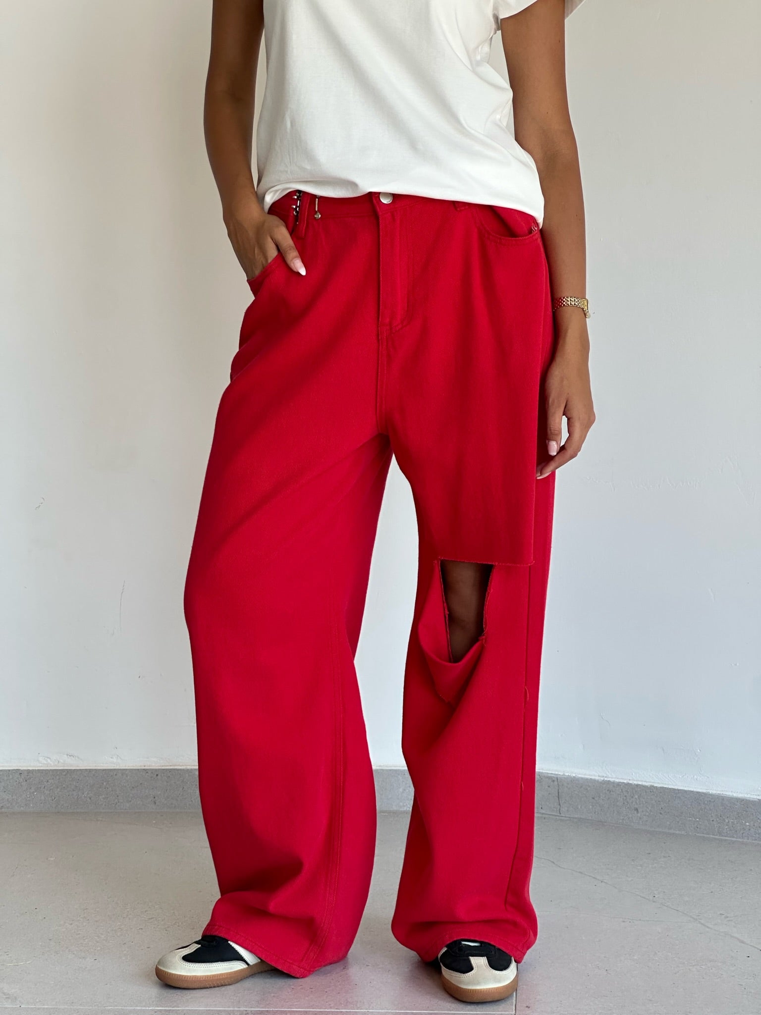 מכנס ג׳ינס ליהי אדום