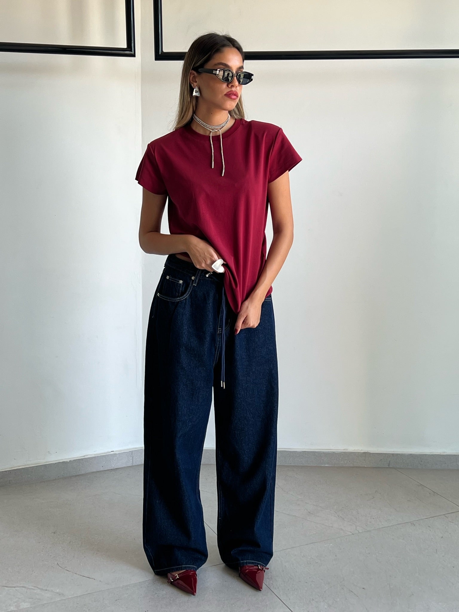 מכנס ג׳ינס עומר אוברסייז כחול