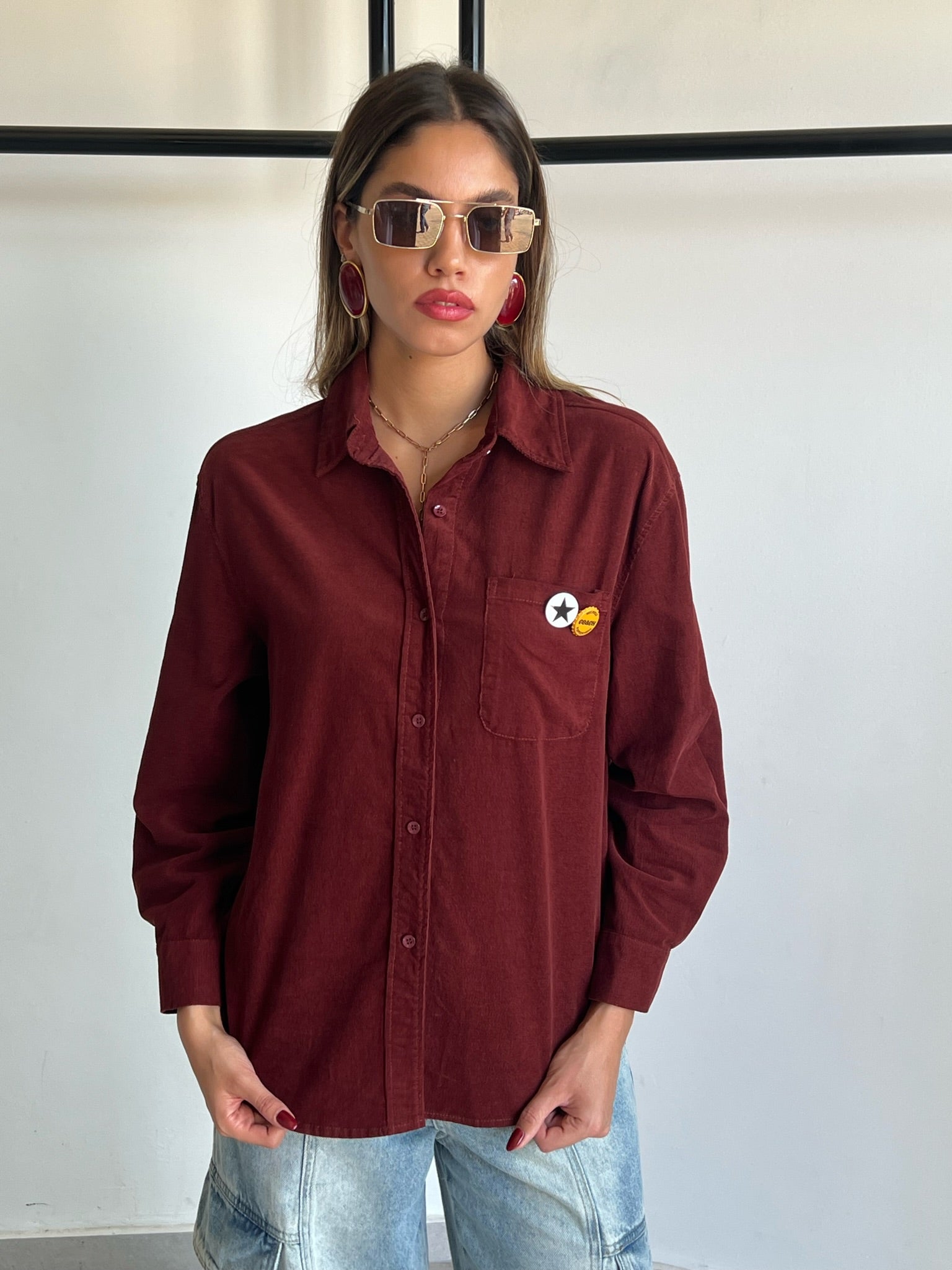 חולצת מרום קורדרוי בורדו