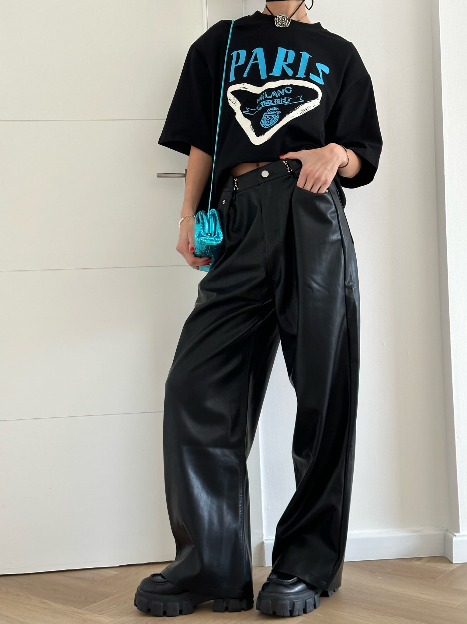 מכנס דמוי עור מייסון שחור