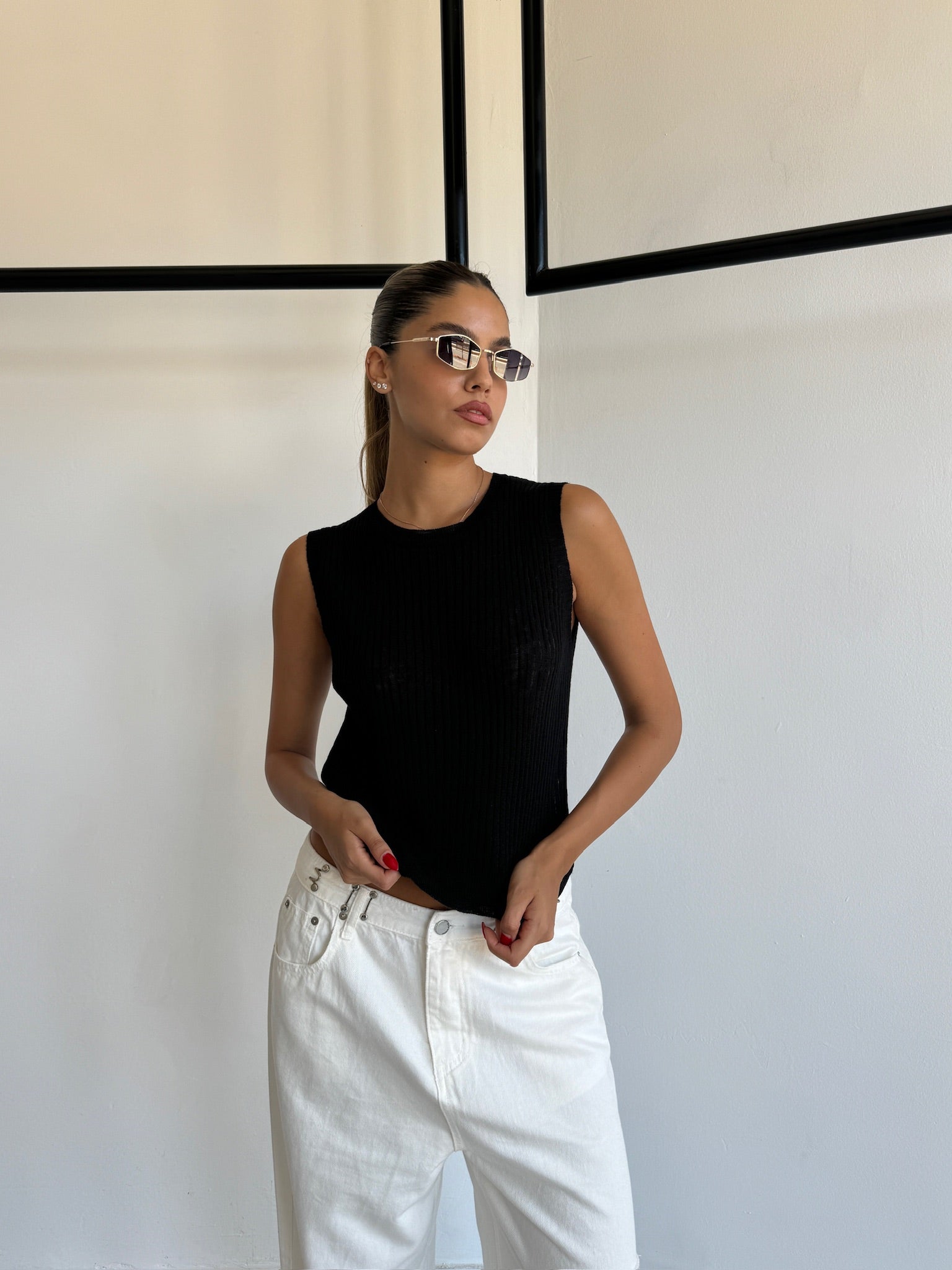 חולצת סריג ריף שחור