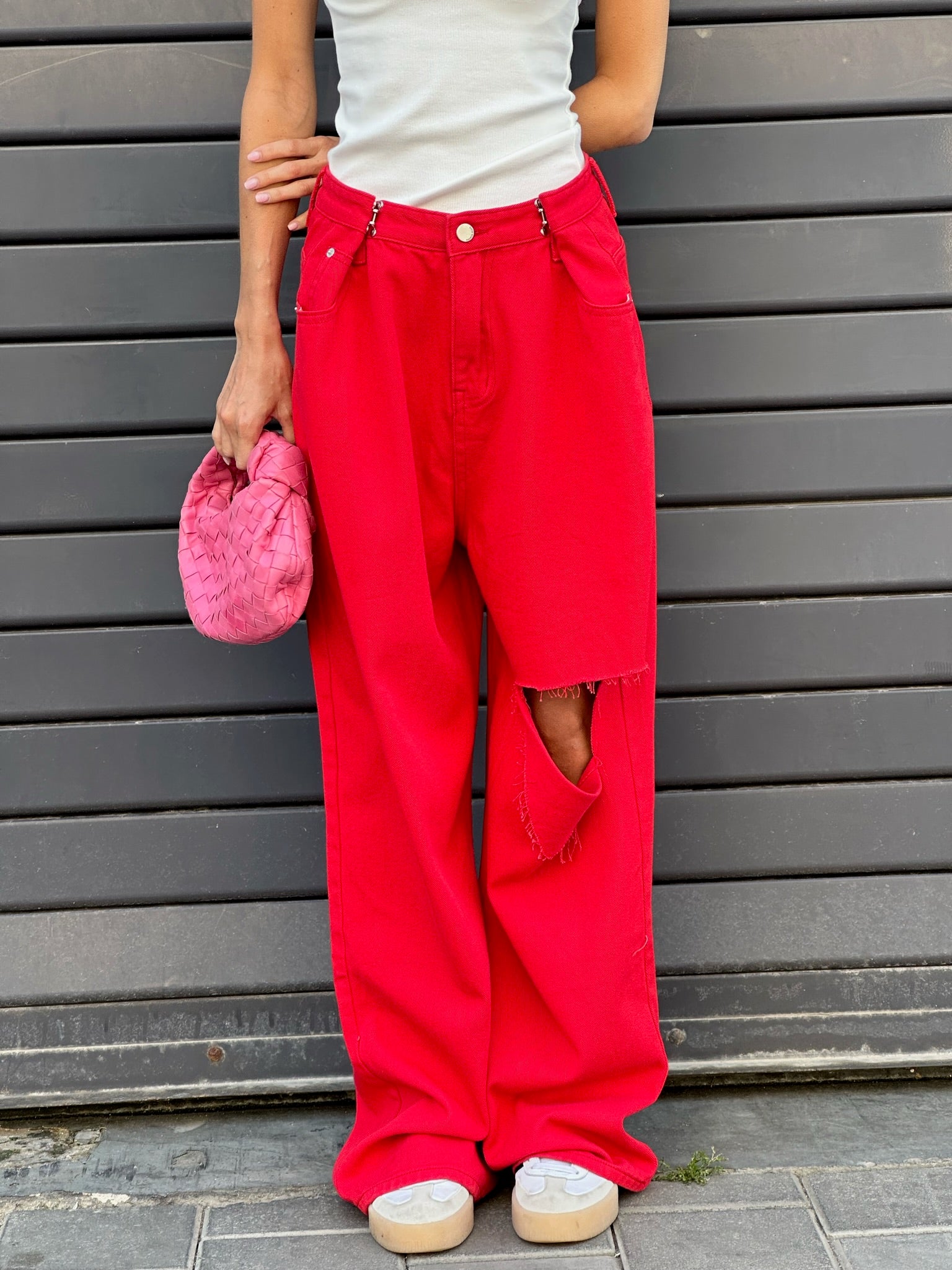 מכנס ג׳ינס ליהי אדום