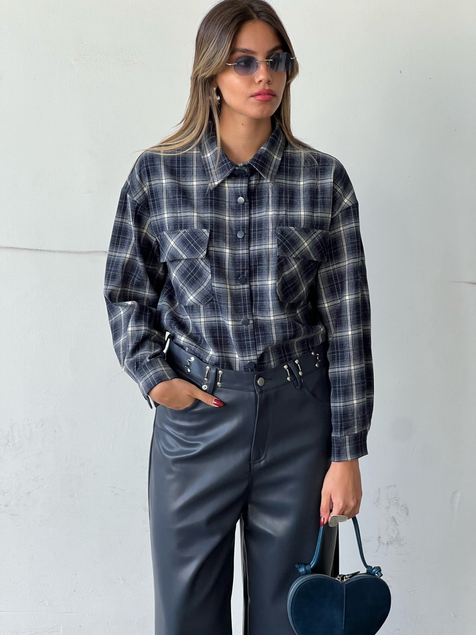 מכנס דמוי עור מייסון כחול