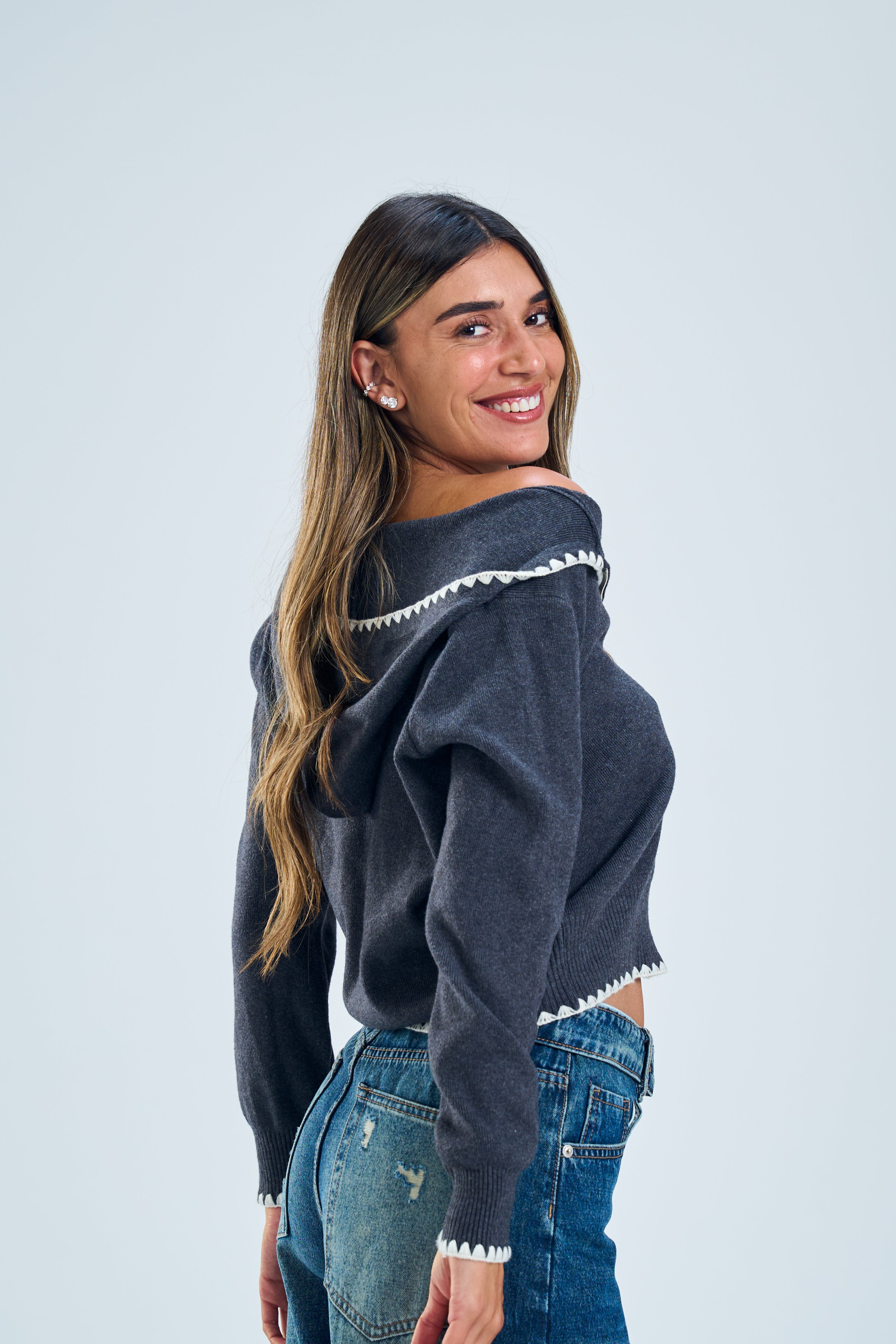 קרדיגן מייבל אפור