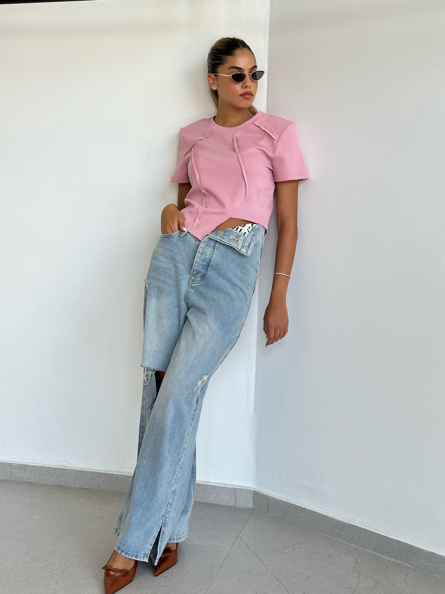 ג׳ינס ריין תכלת קיפול