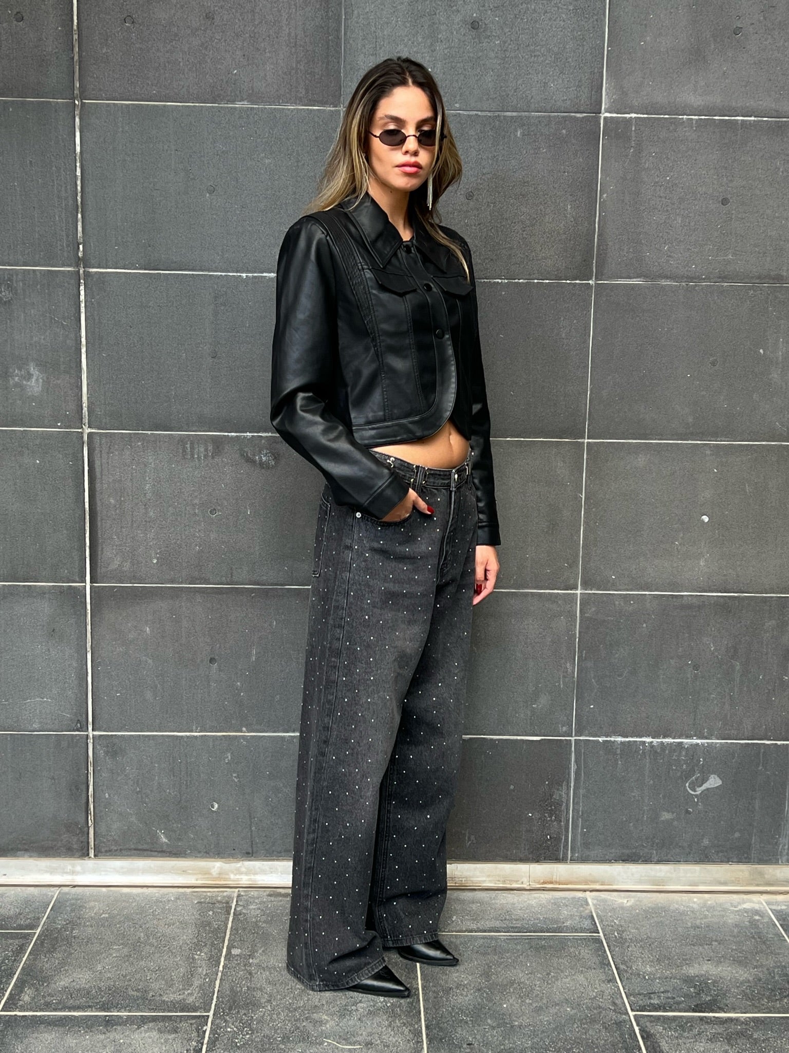 מכנס ג׳ינס רויאל אבנים אפור כהה