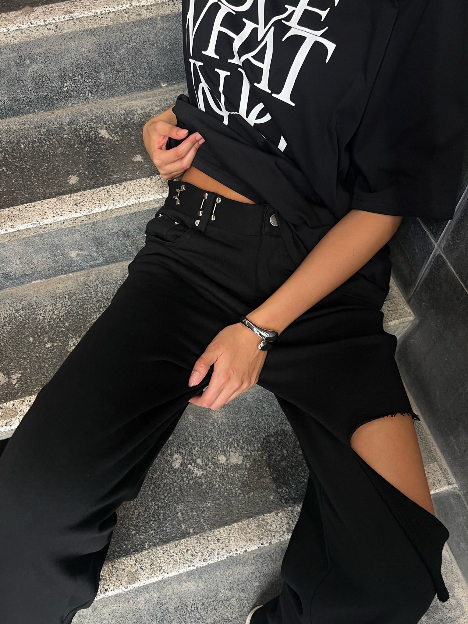 מכנס נאור שחור פרנש טרי