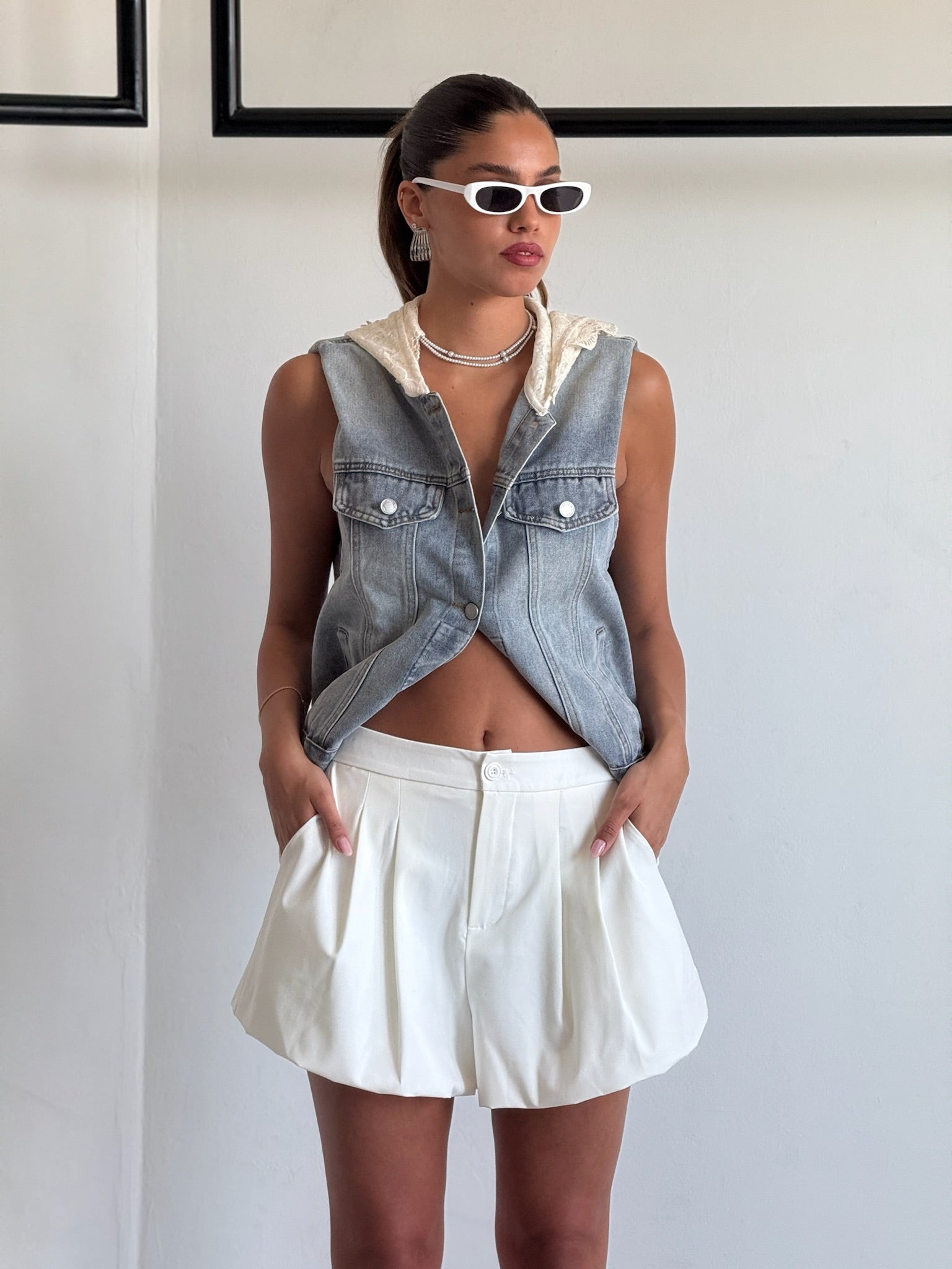 מכנס ריבל לבן