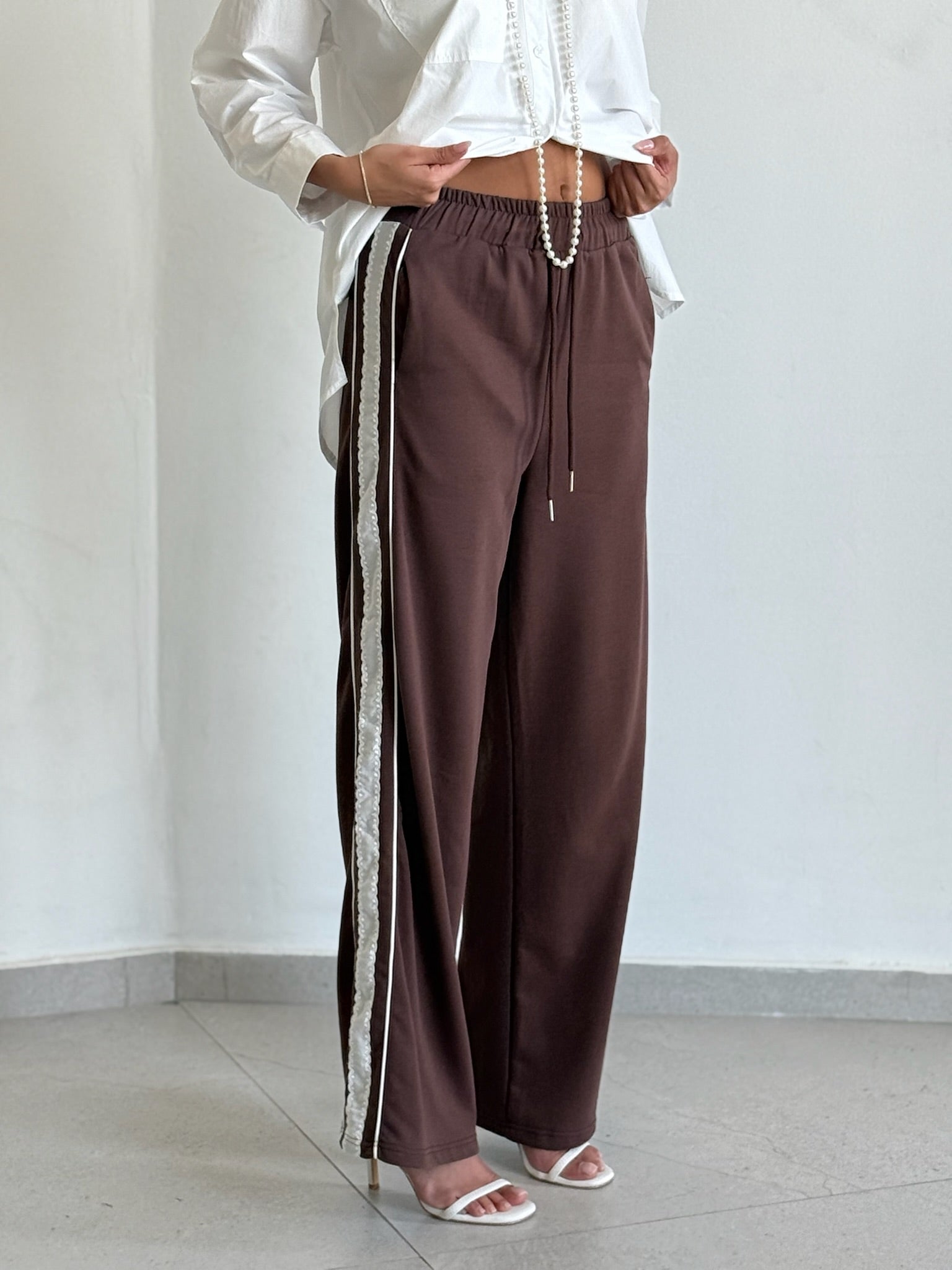 מכנס לין חום