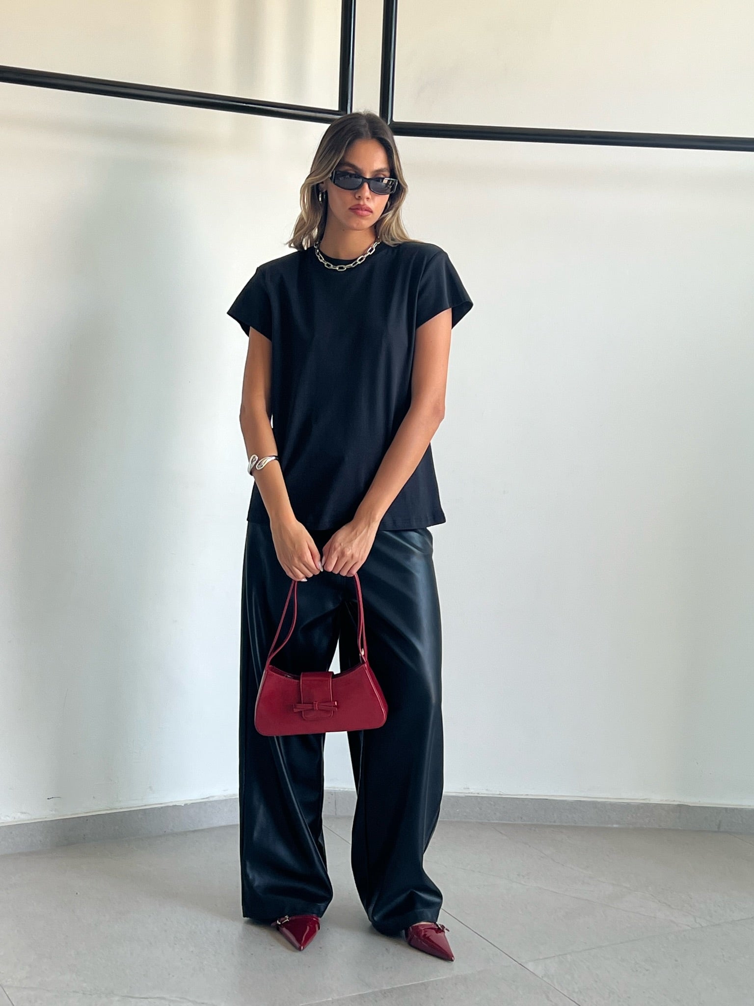 מכנס דמוי עור מייסון שחור