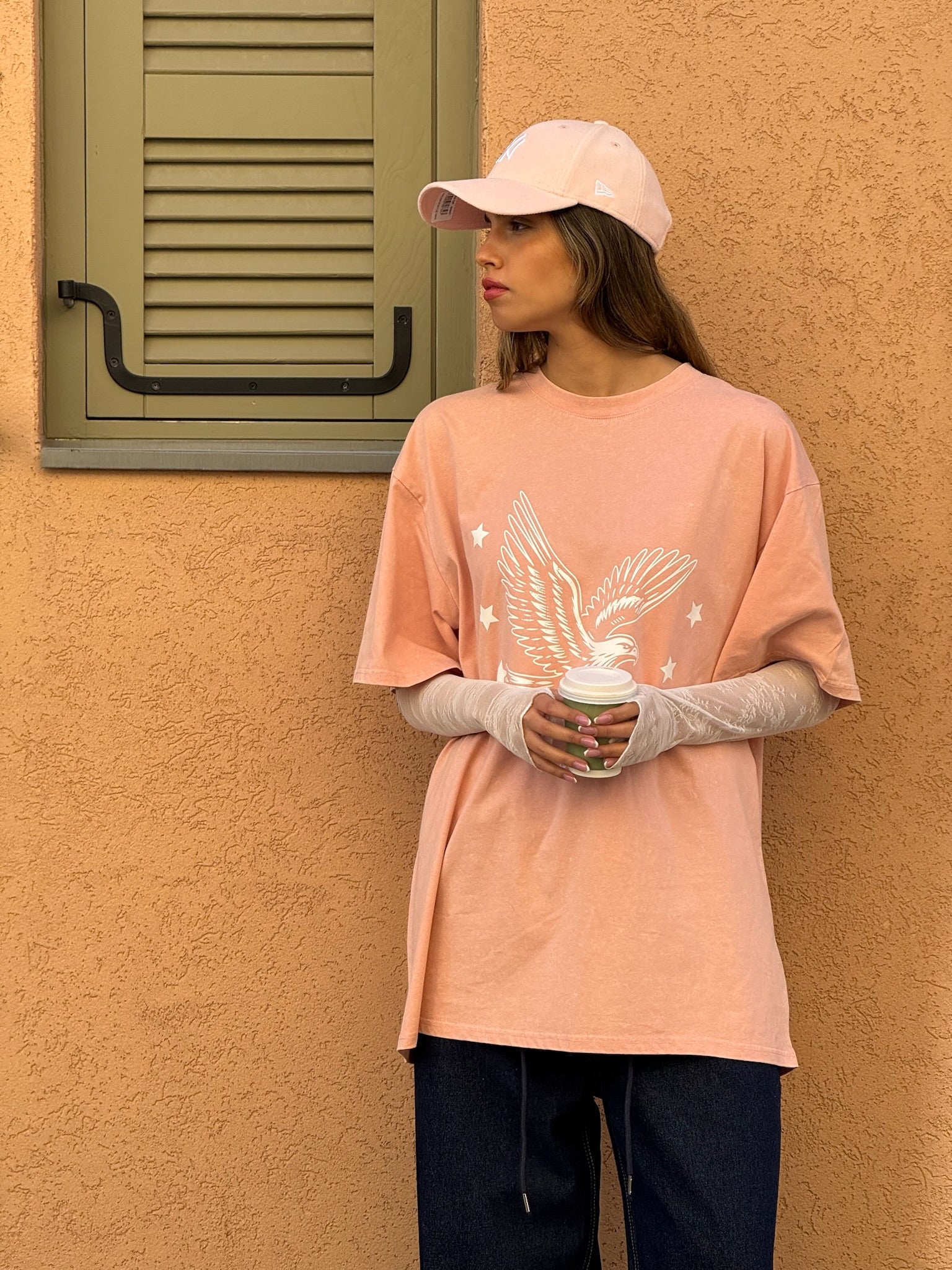 חולצת טיאה אפרסק אוברסייז