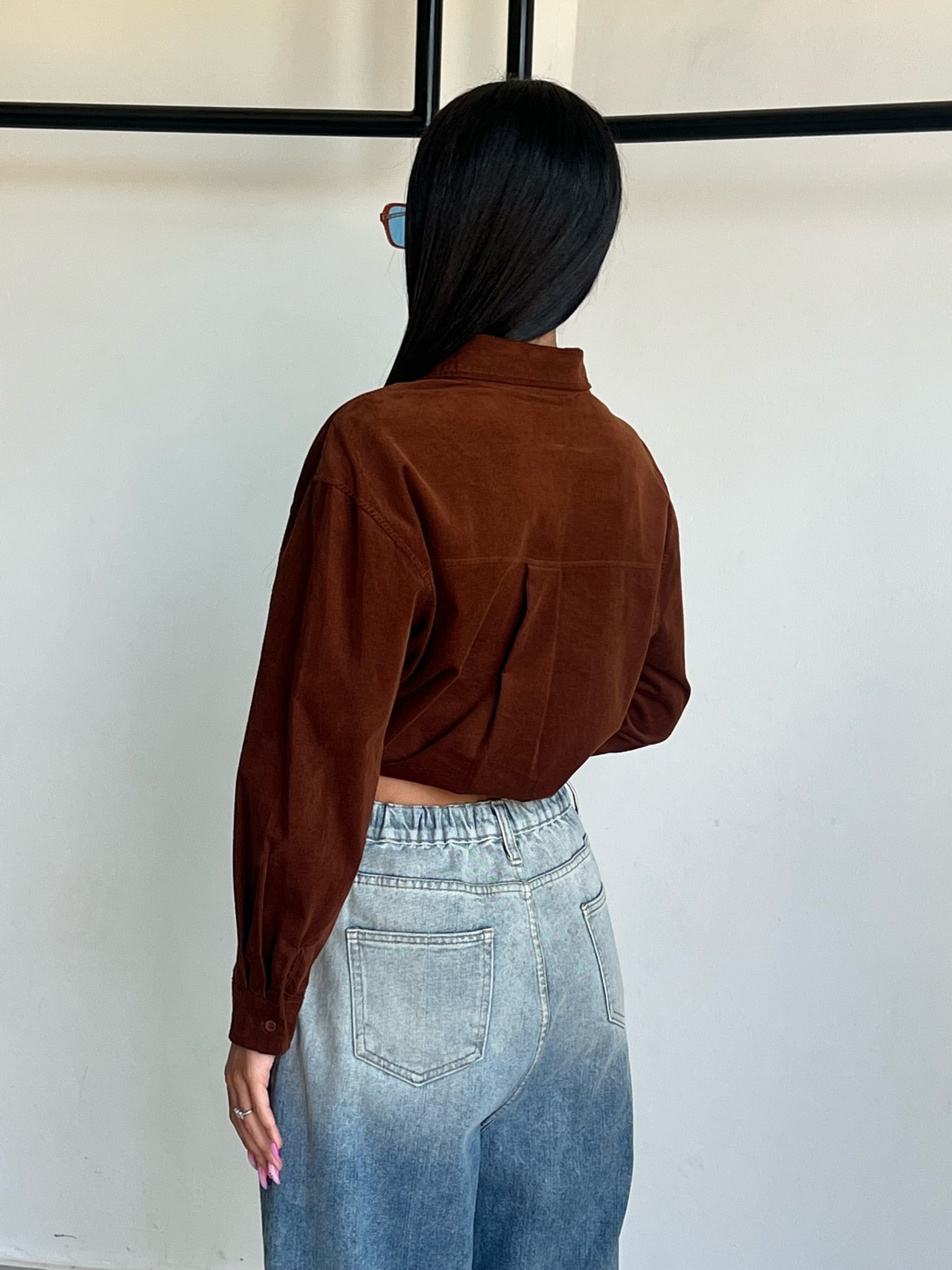 חולצת מרום קורדרוי חום