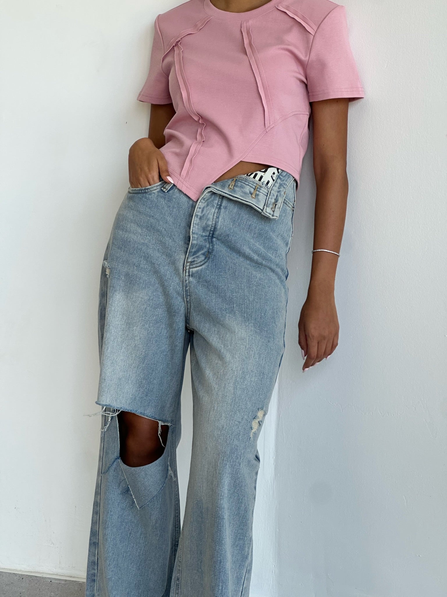 ג׳ינס ריין תכלת קיפול