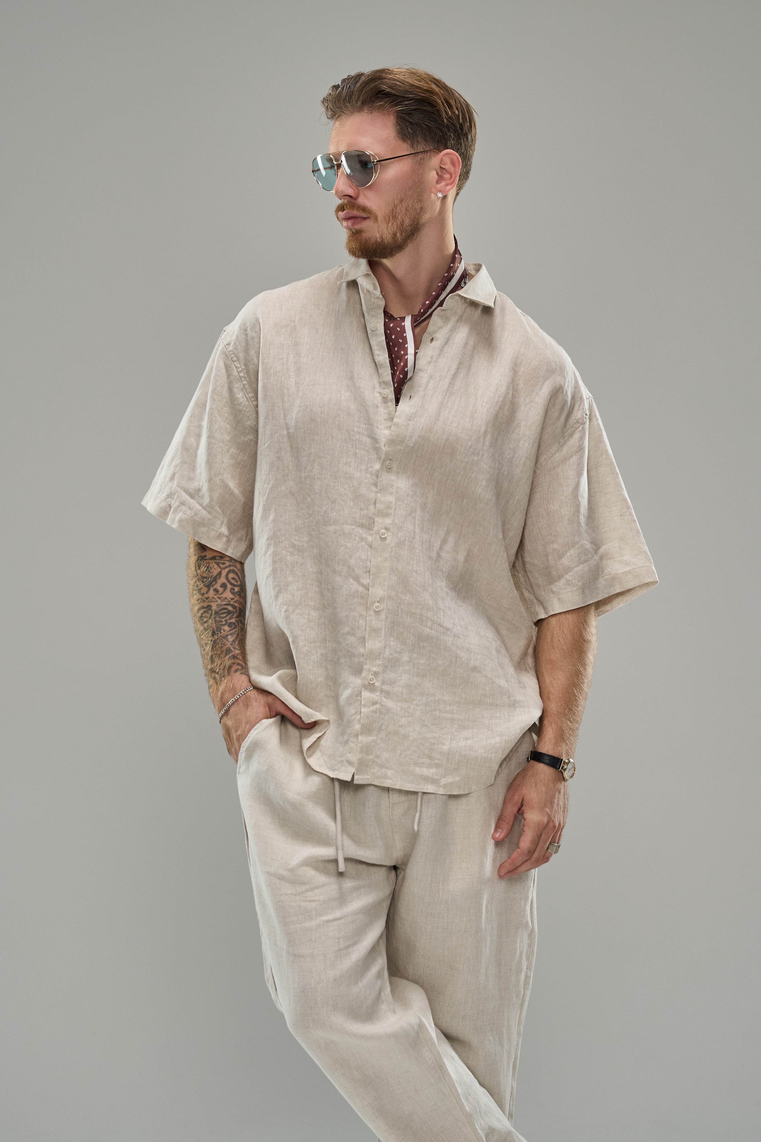 מכנס גבריאל פשתן אבן