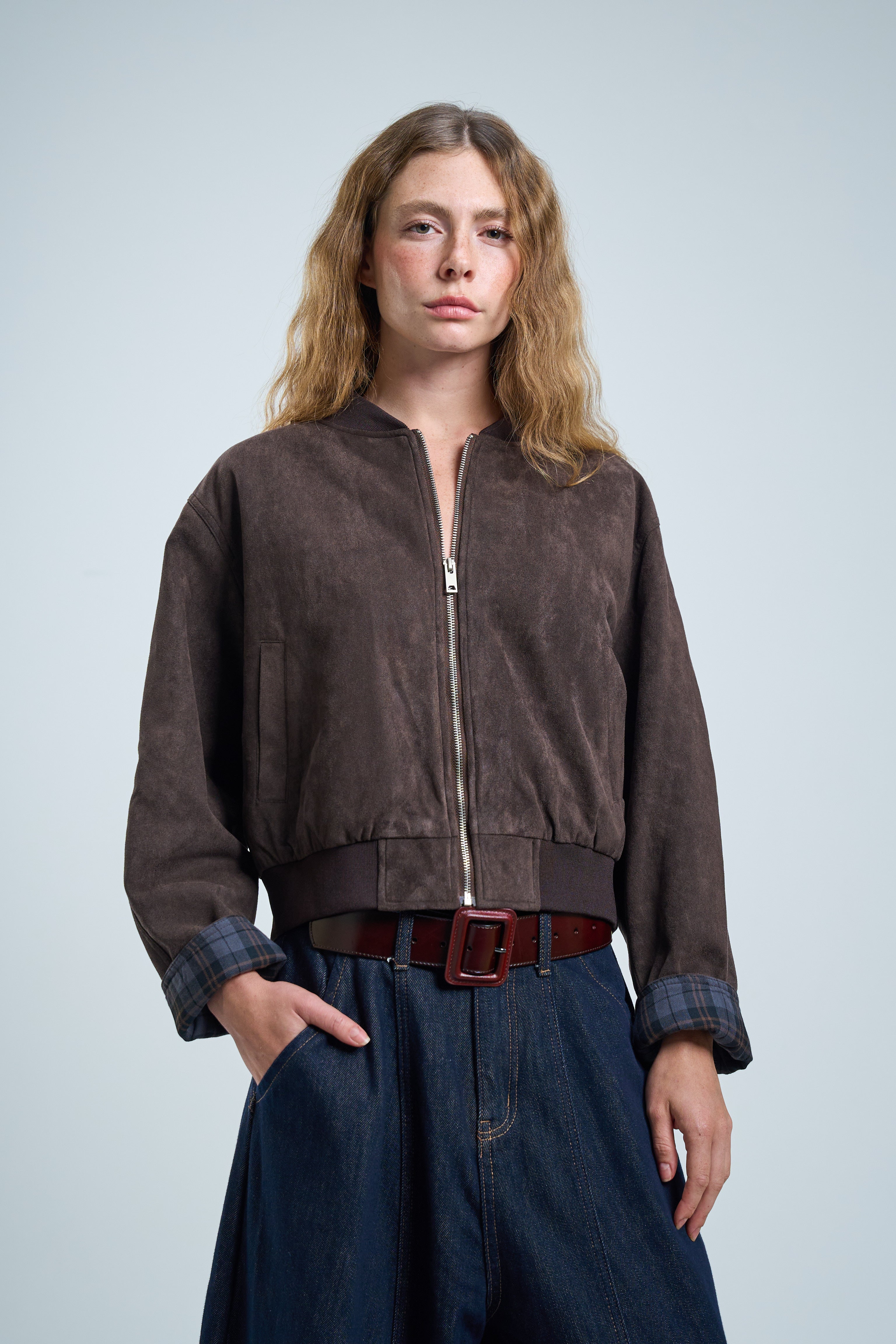 ג׳קט אדלי זמש חום