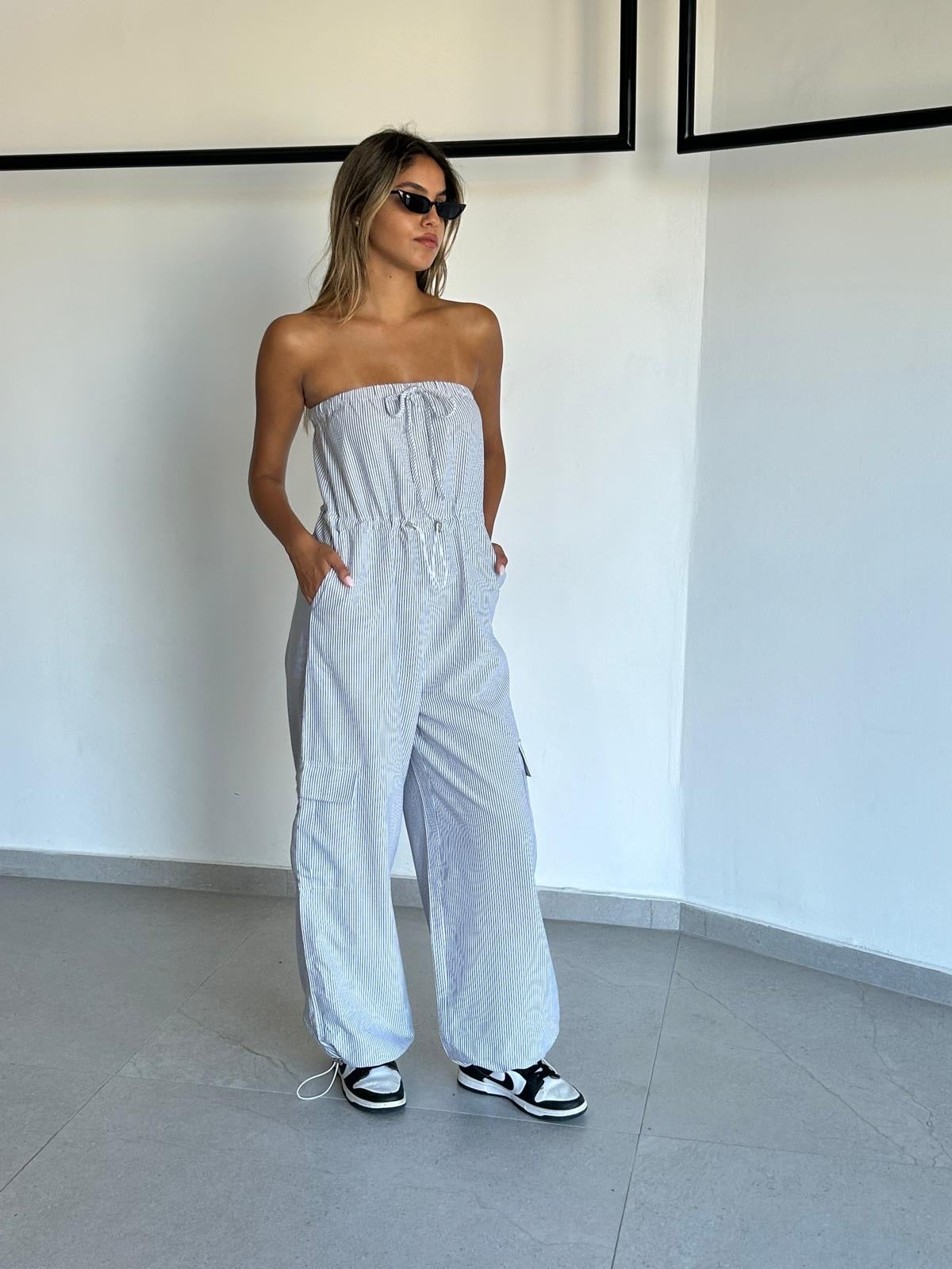 אוברול אימרי פסים שחור