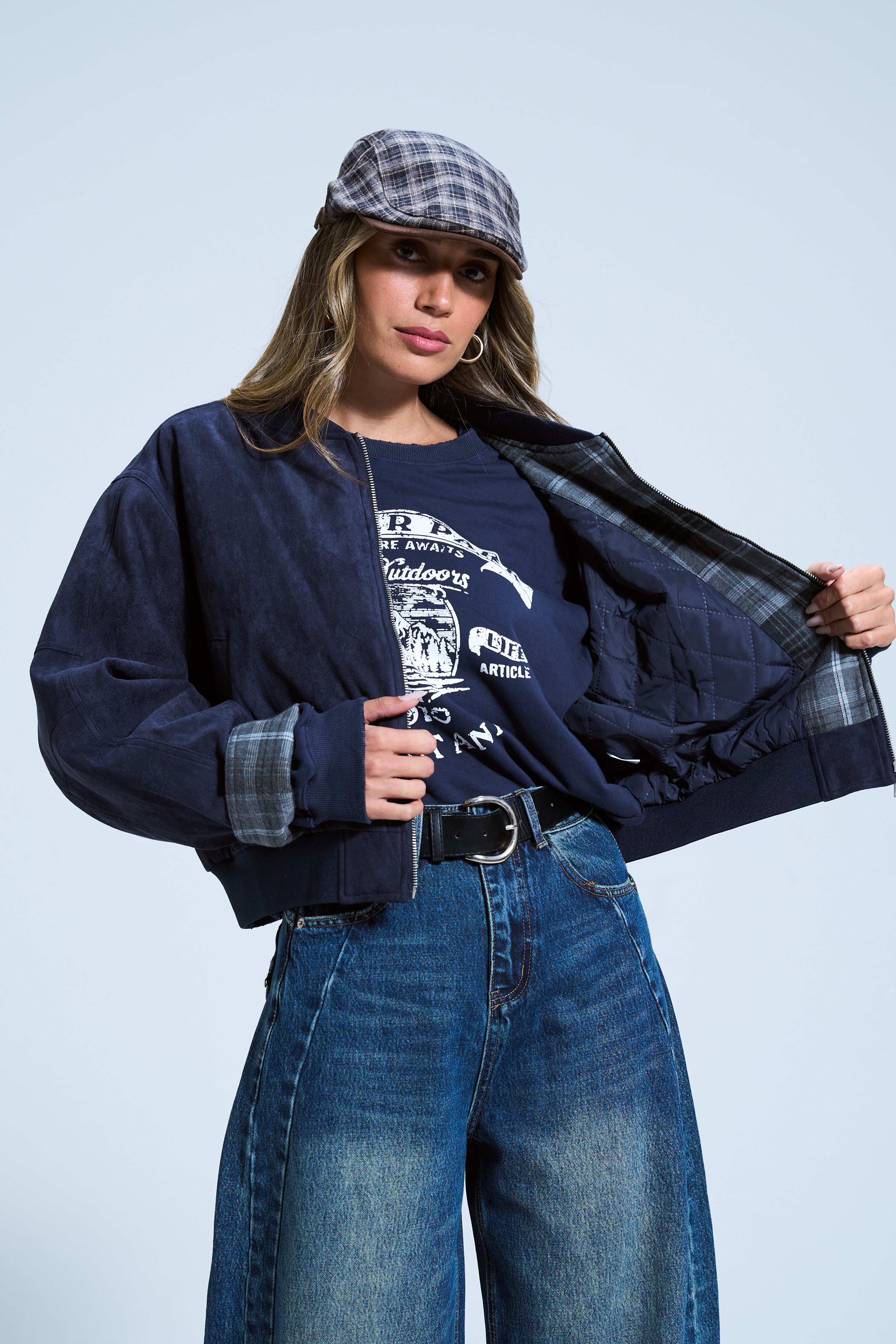 ג׳קט אדלי זמש כחול