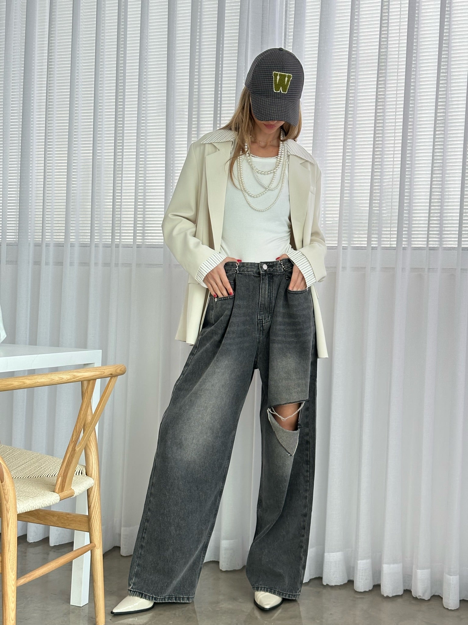 מכנס ג׳ינס ליהי אפור