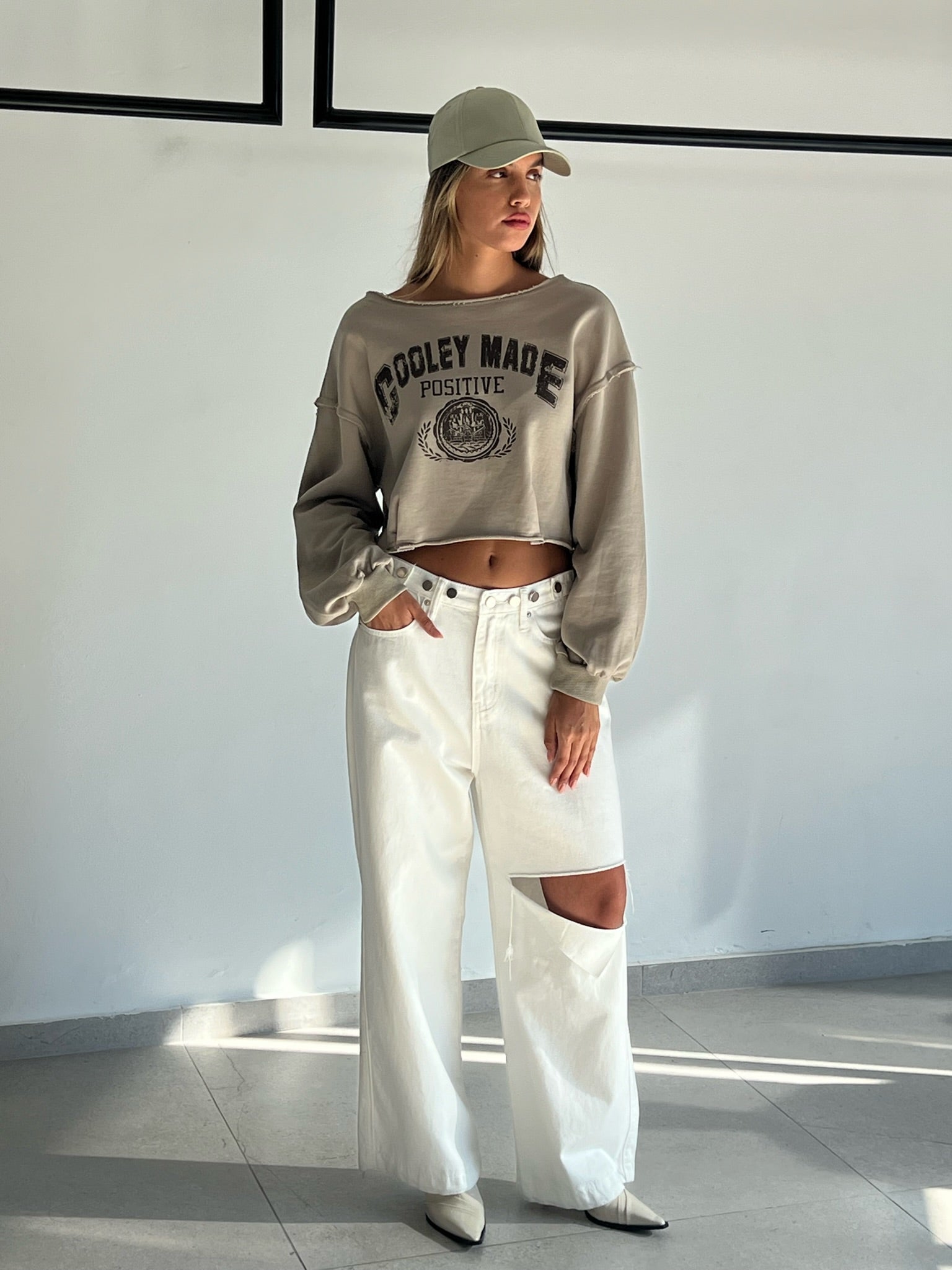 מכנס ג׳ינס מיילי לבן