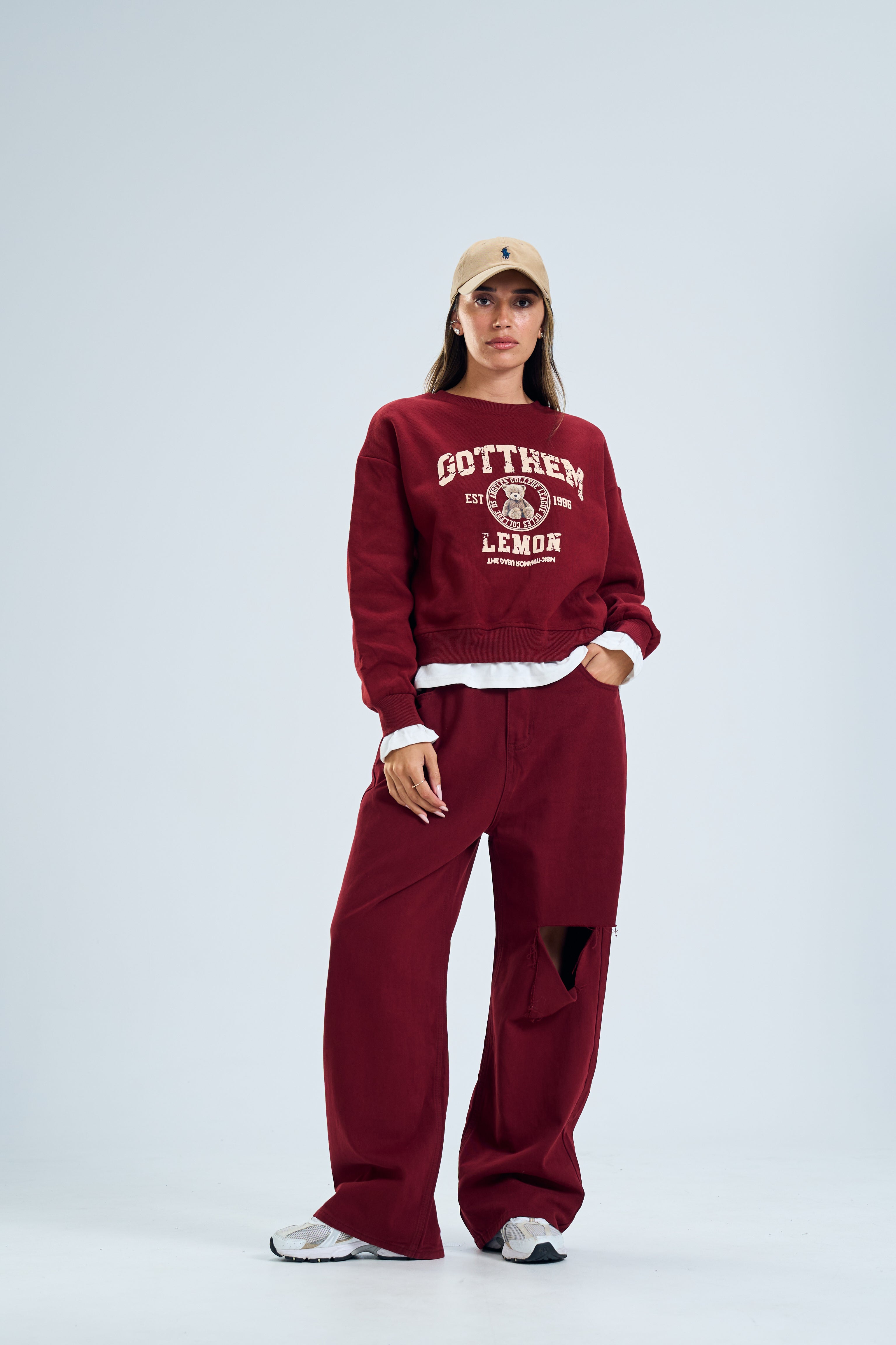 מכנס ג׳ינס ליהי בורדו