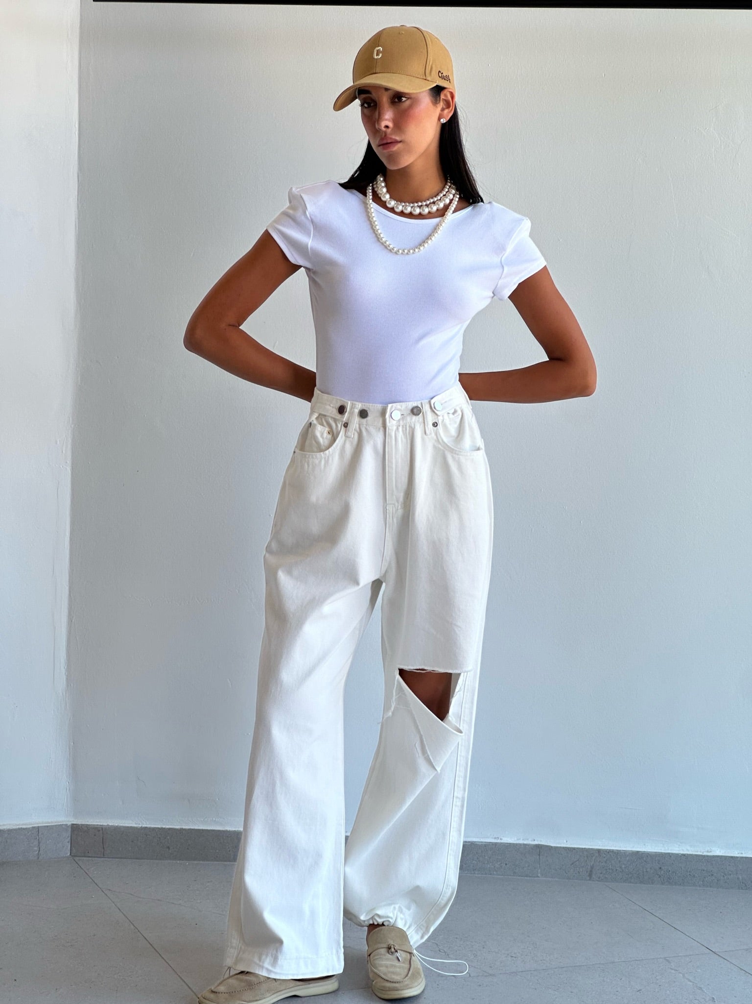 מכנס ג׳ינס מיילי לבן