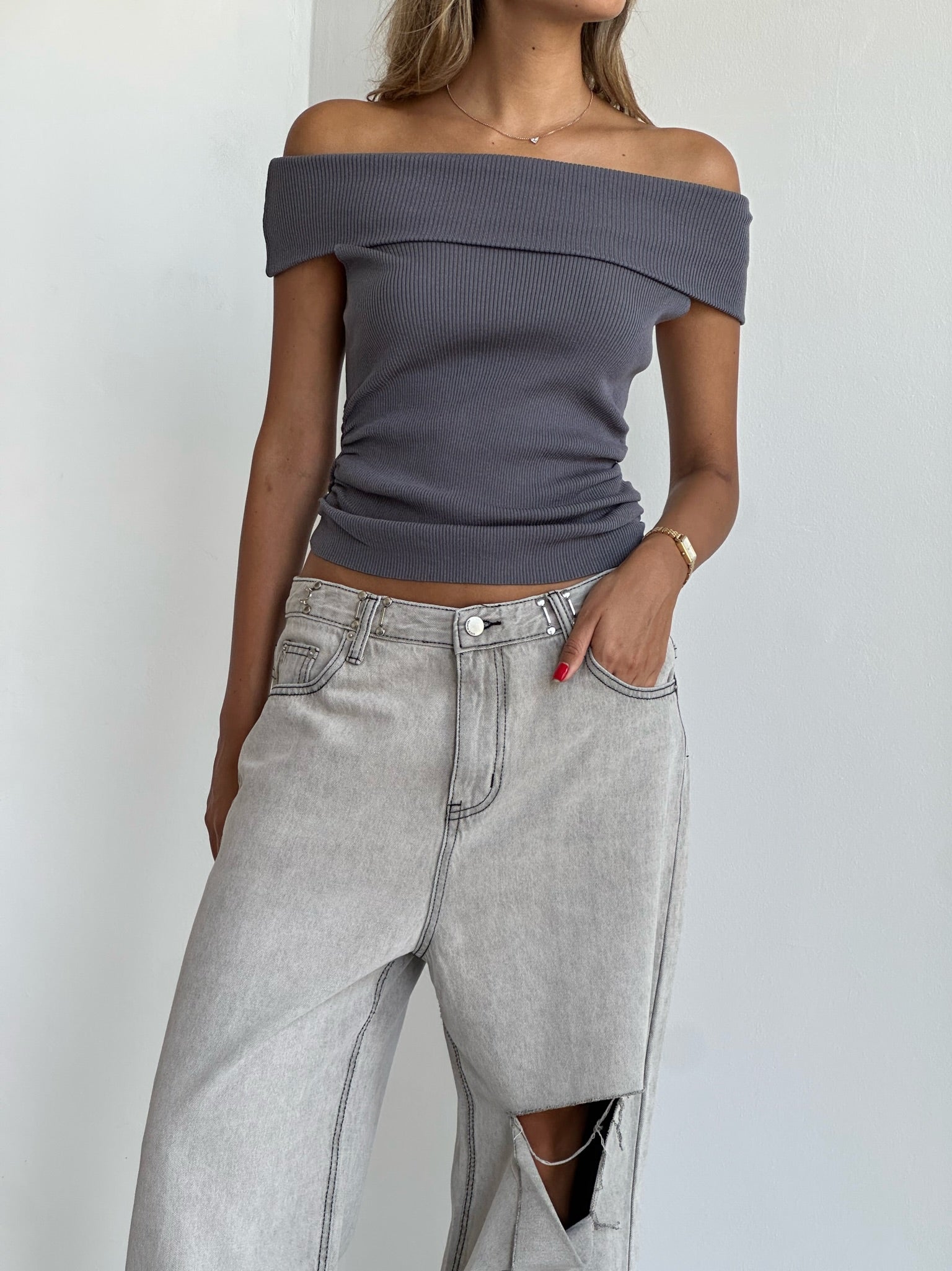 חולצת מלין אפור כהה