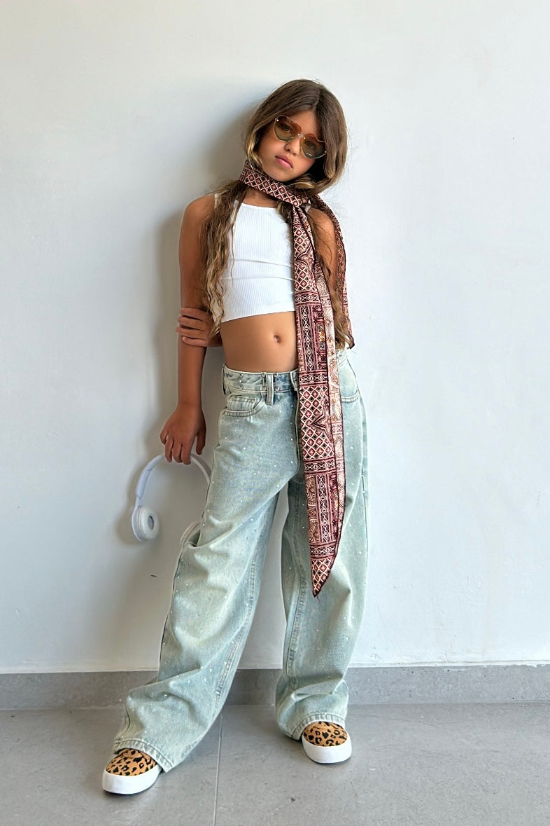 מכנס ג׳ינס מיה אבנים בהיר