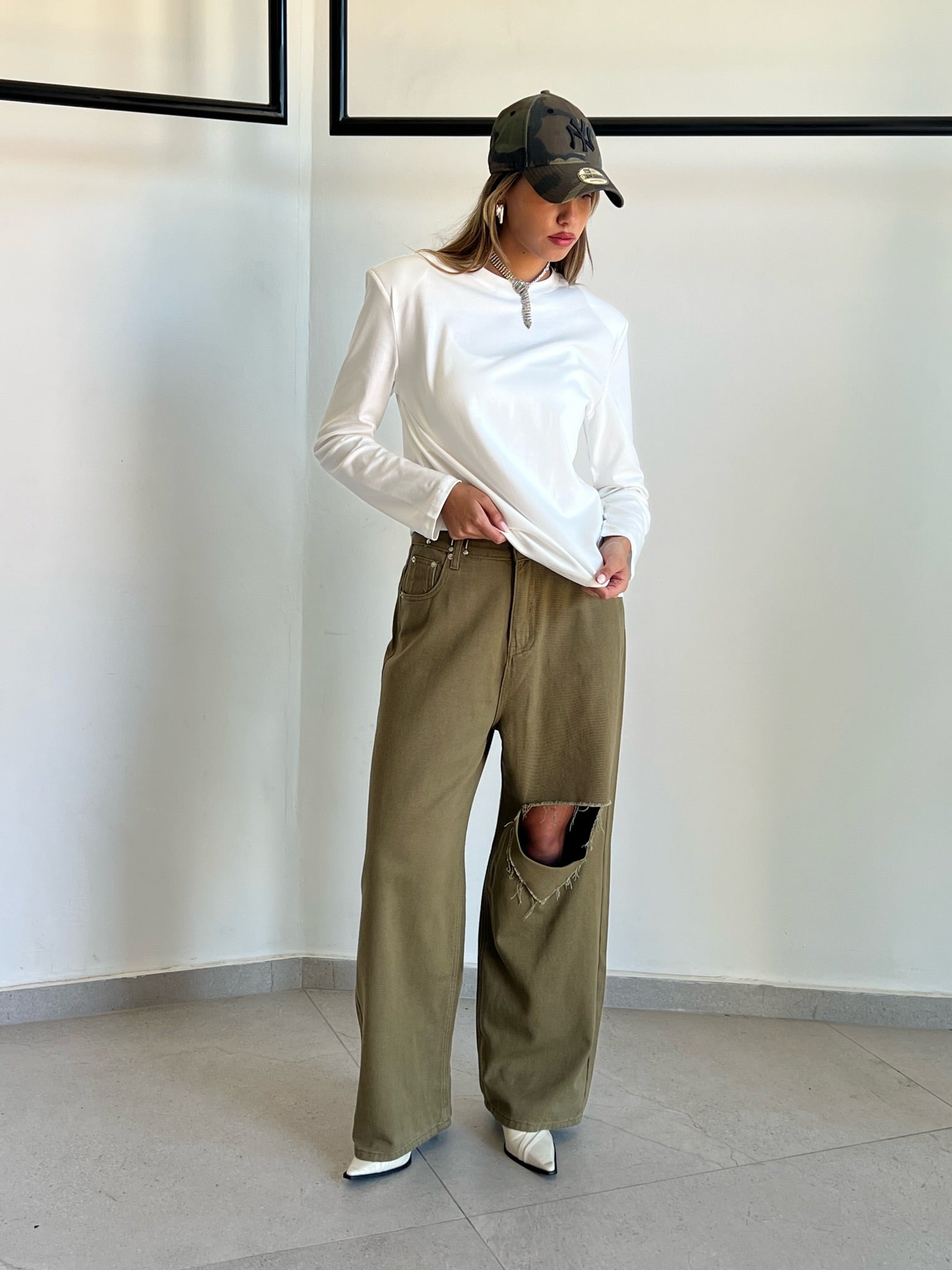 מכנס ג׳ינס ליהי זית