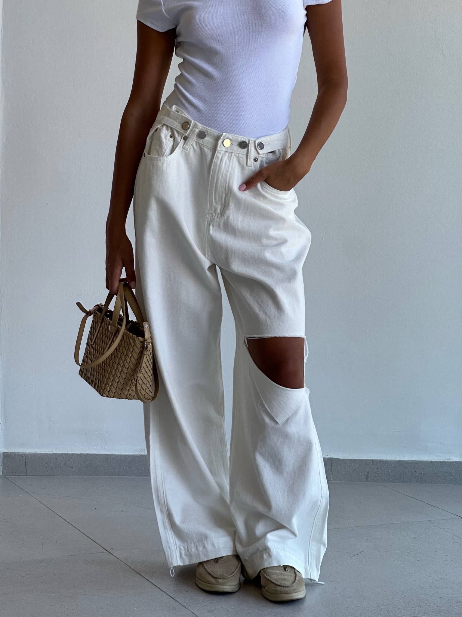 מכנס ג׳ינס מיילי לבן