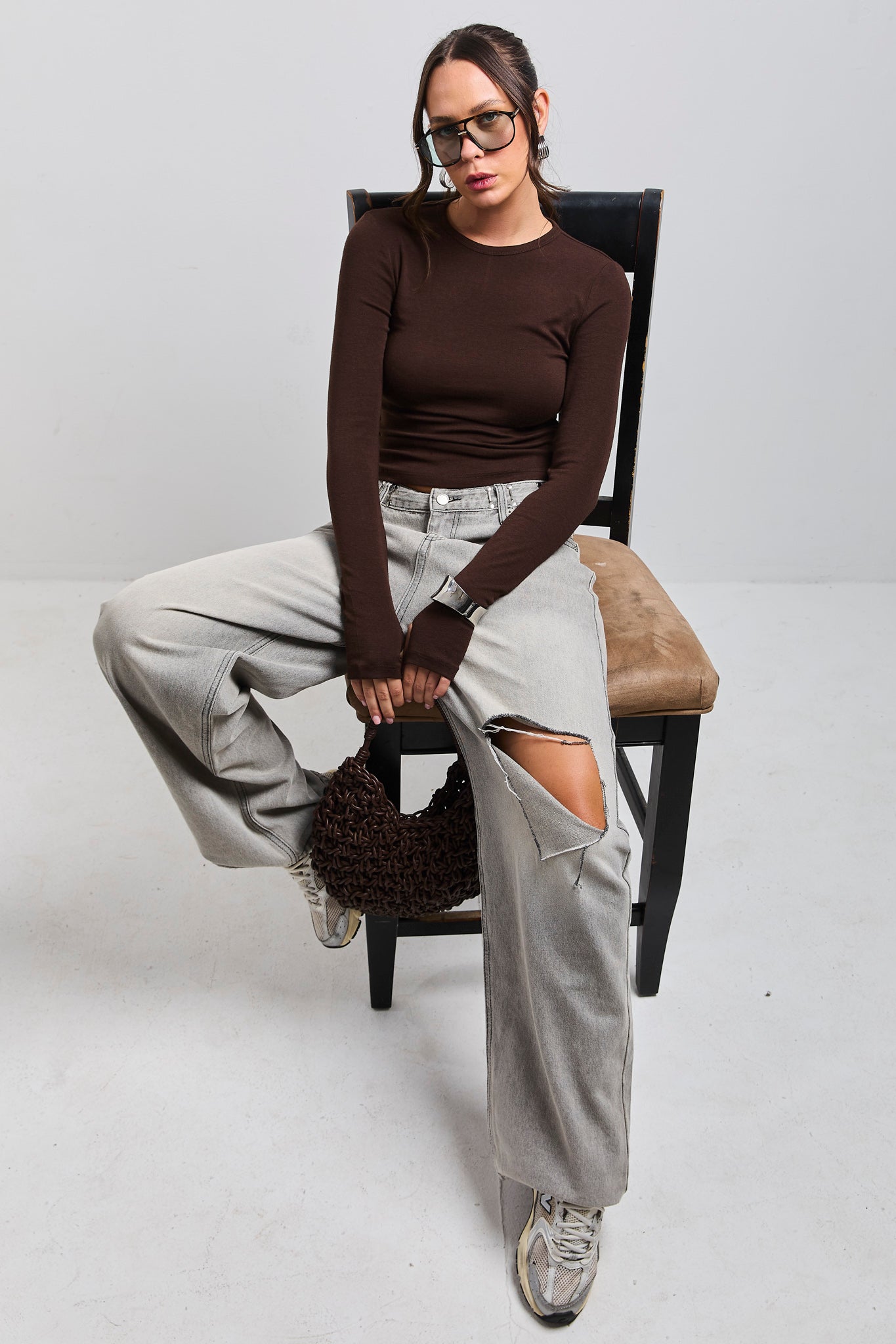 מכנס ג׳ינס ליהי אפור בהיר