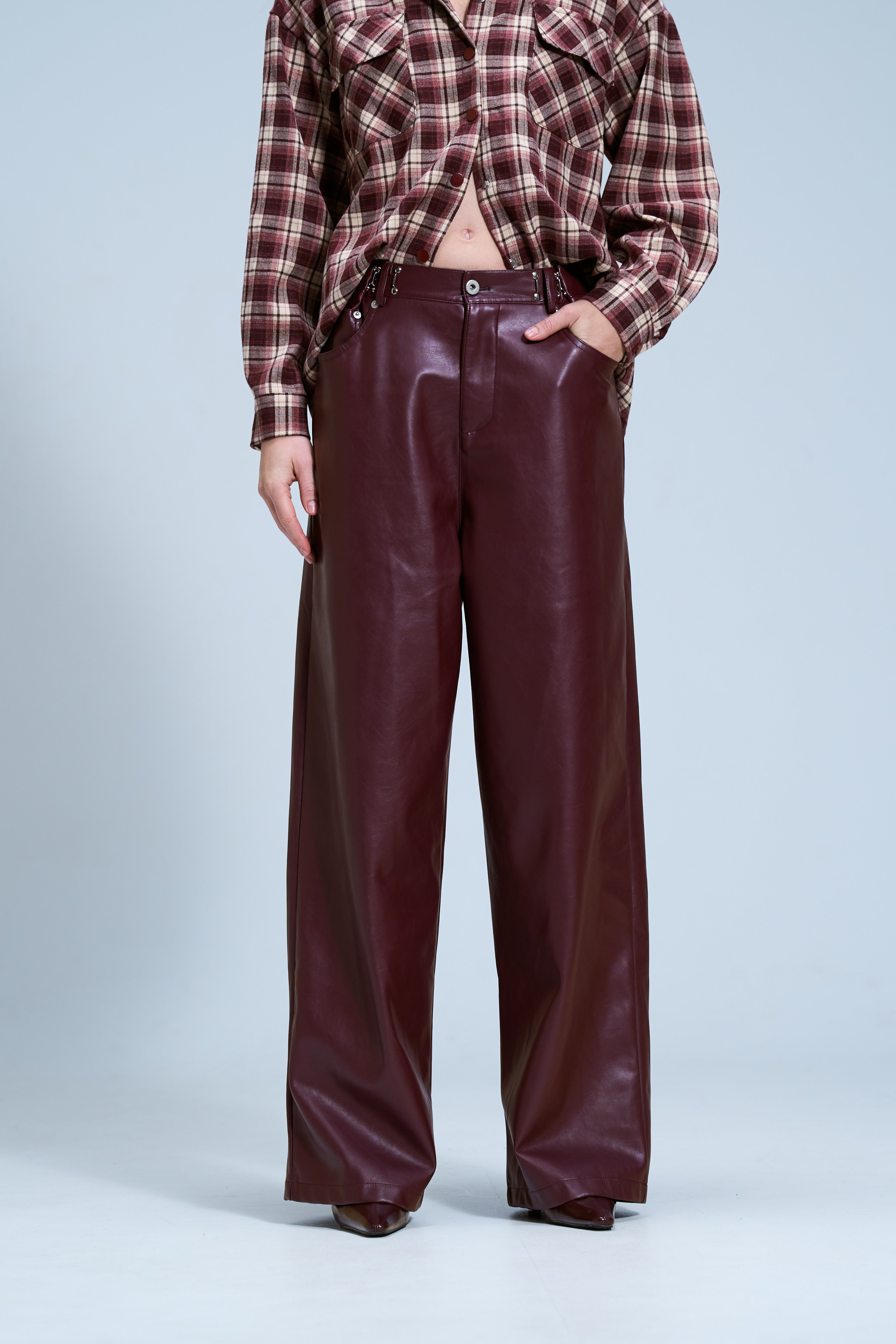 מכנס דמוי עור מייסון בורדו