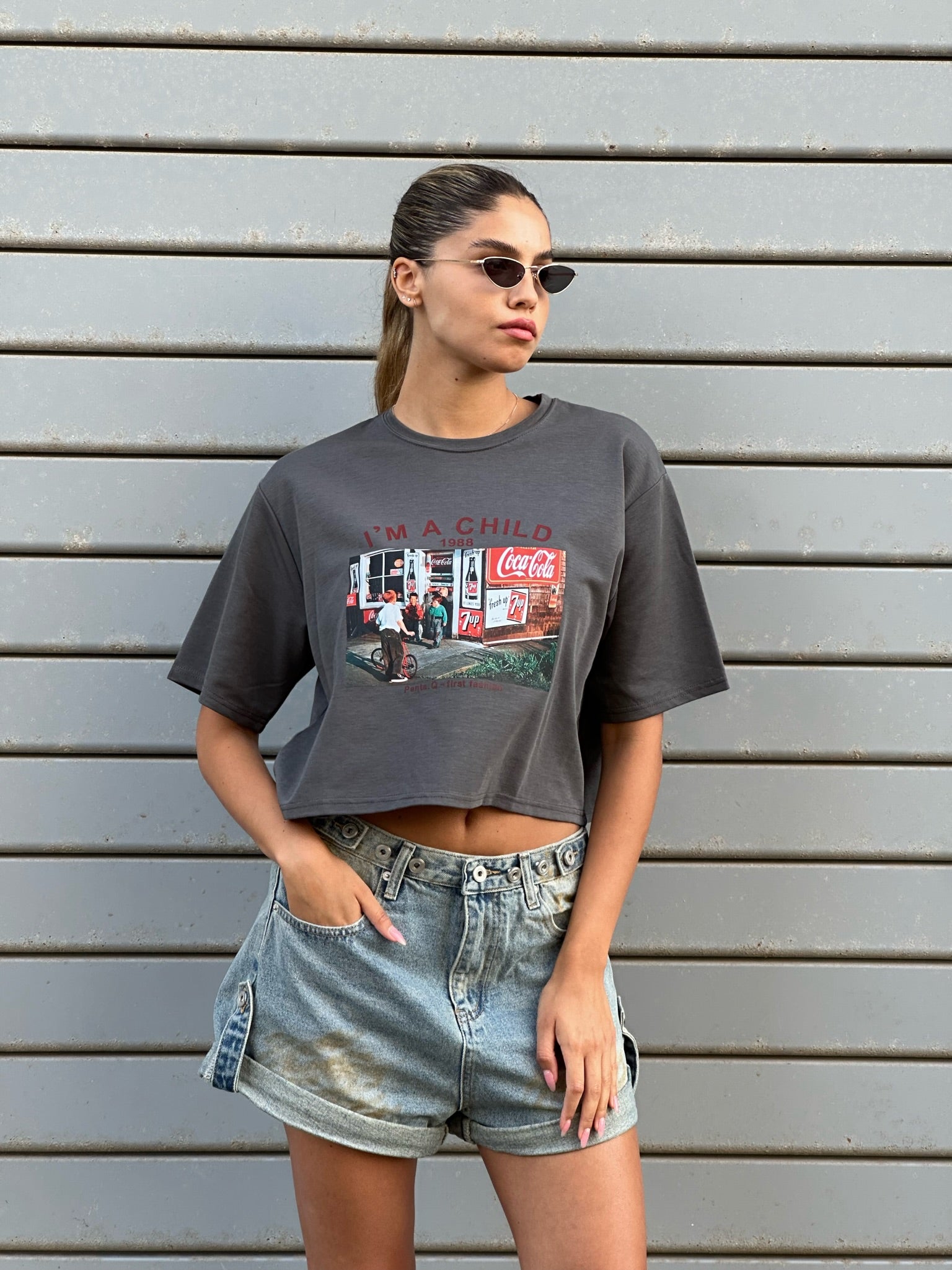 Allerz gray crop top