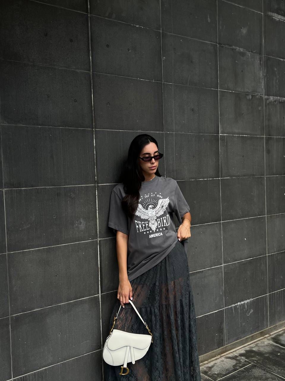 חצאית סאם אפור