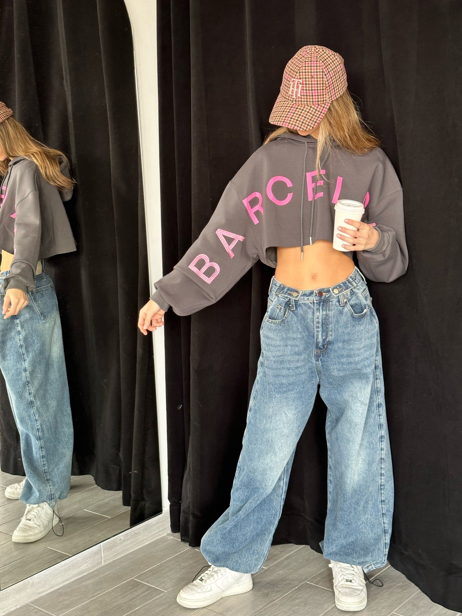 סווצ׳ר קרופ ברצה אפור כהה