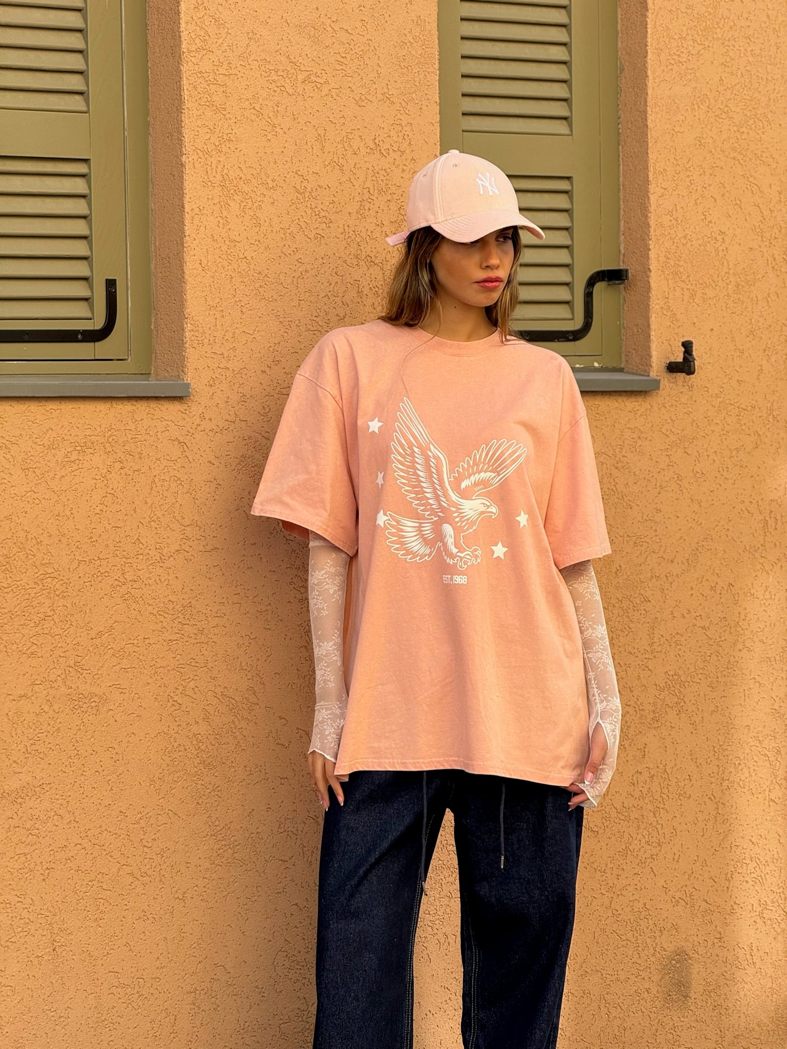 חולצת טיאה אפרסק אוברסייז