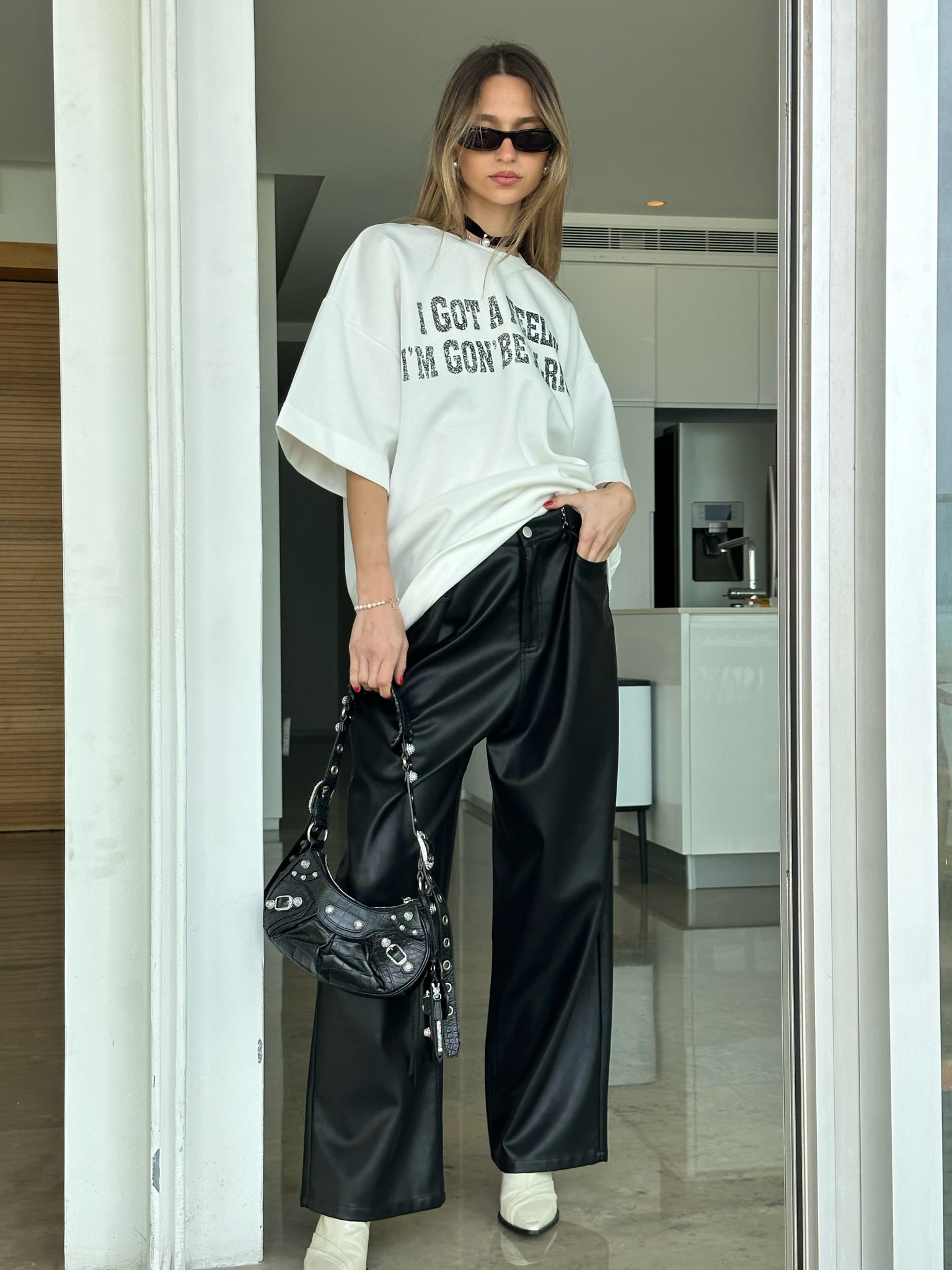 מכנס דמוי עור מייסון שחור