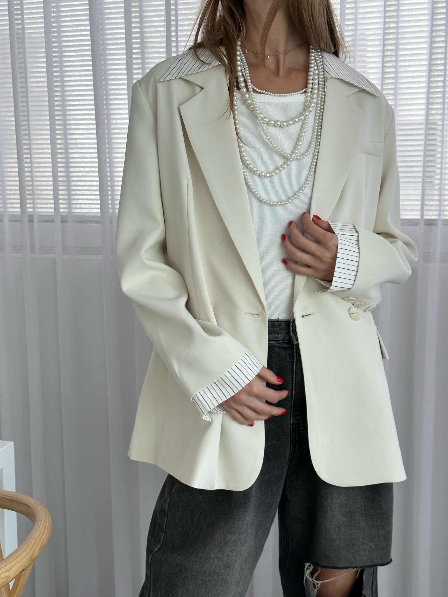 ג׳קט מיכאלה שמנת