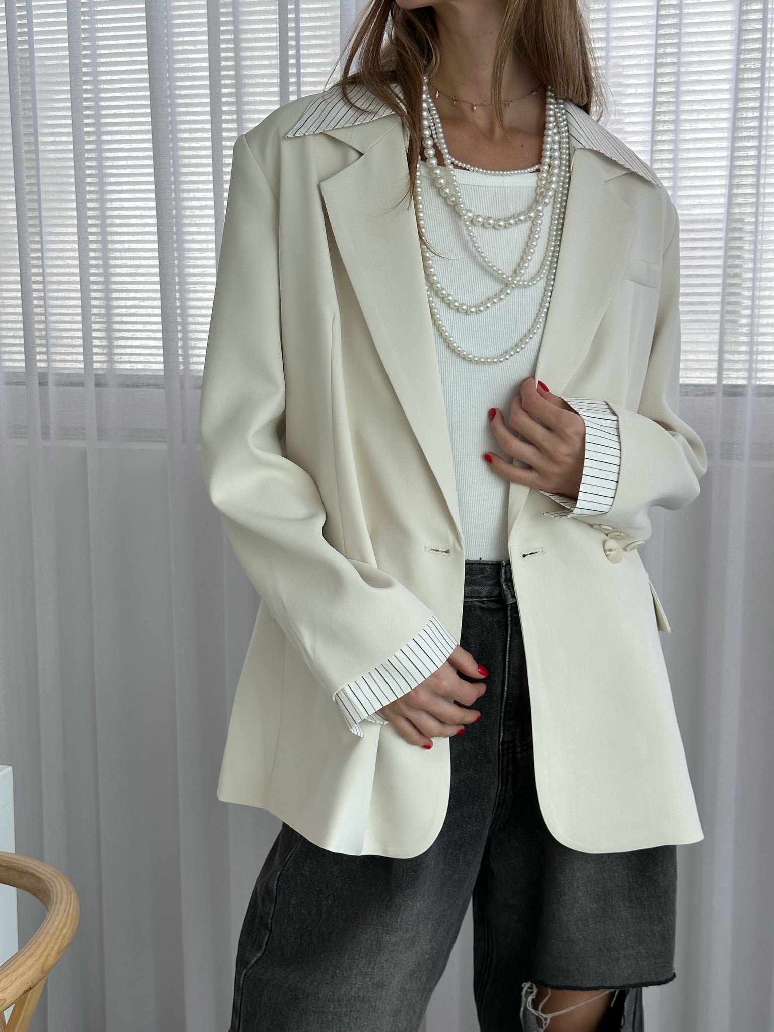 ג׳קט מיכאלה שמנת