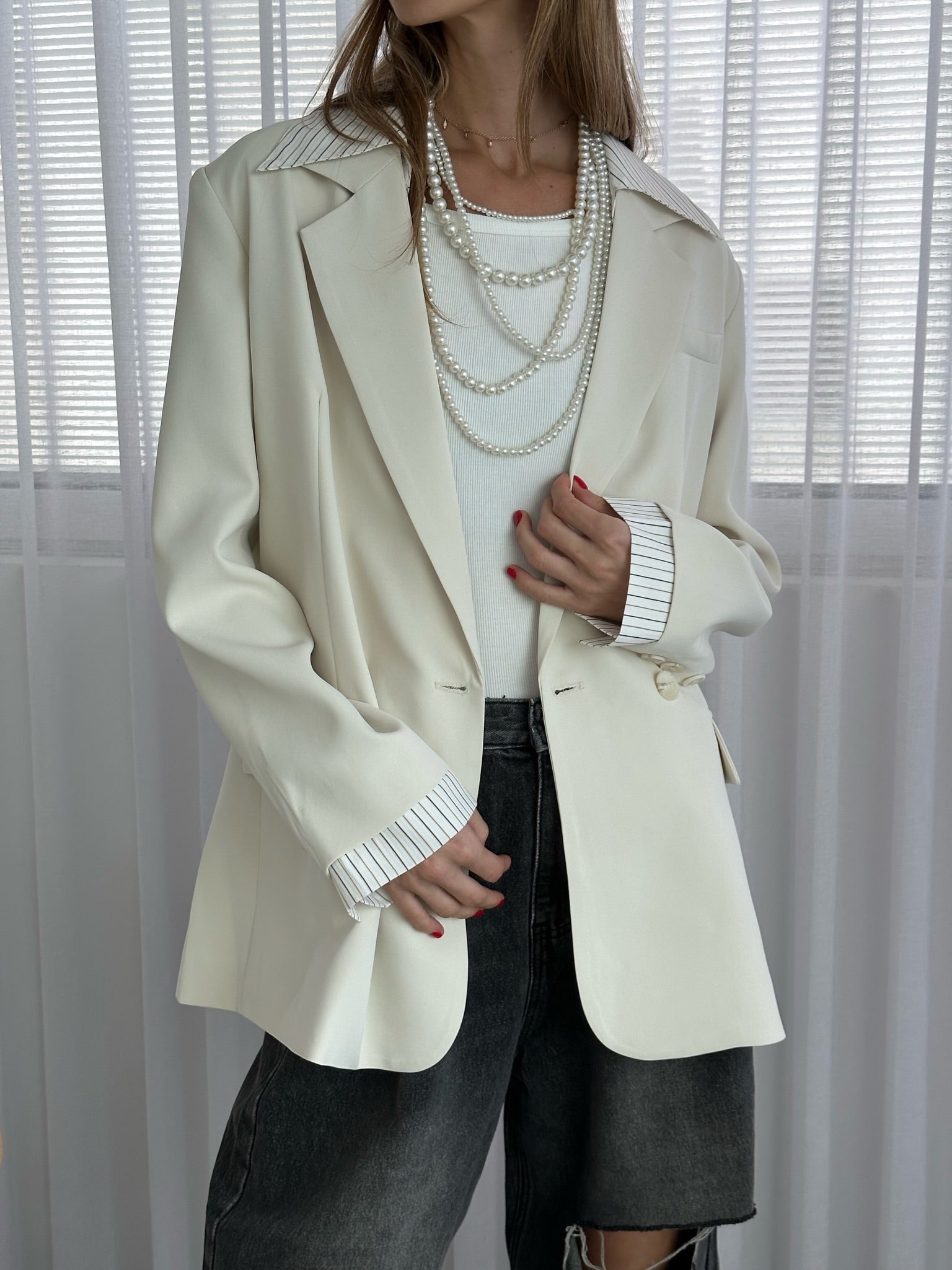 ג׳קט מיכאלה שמנת