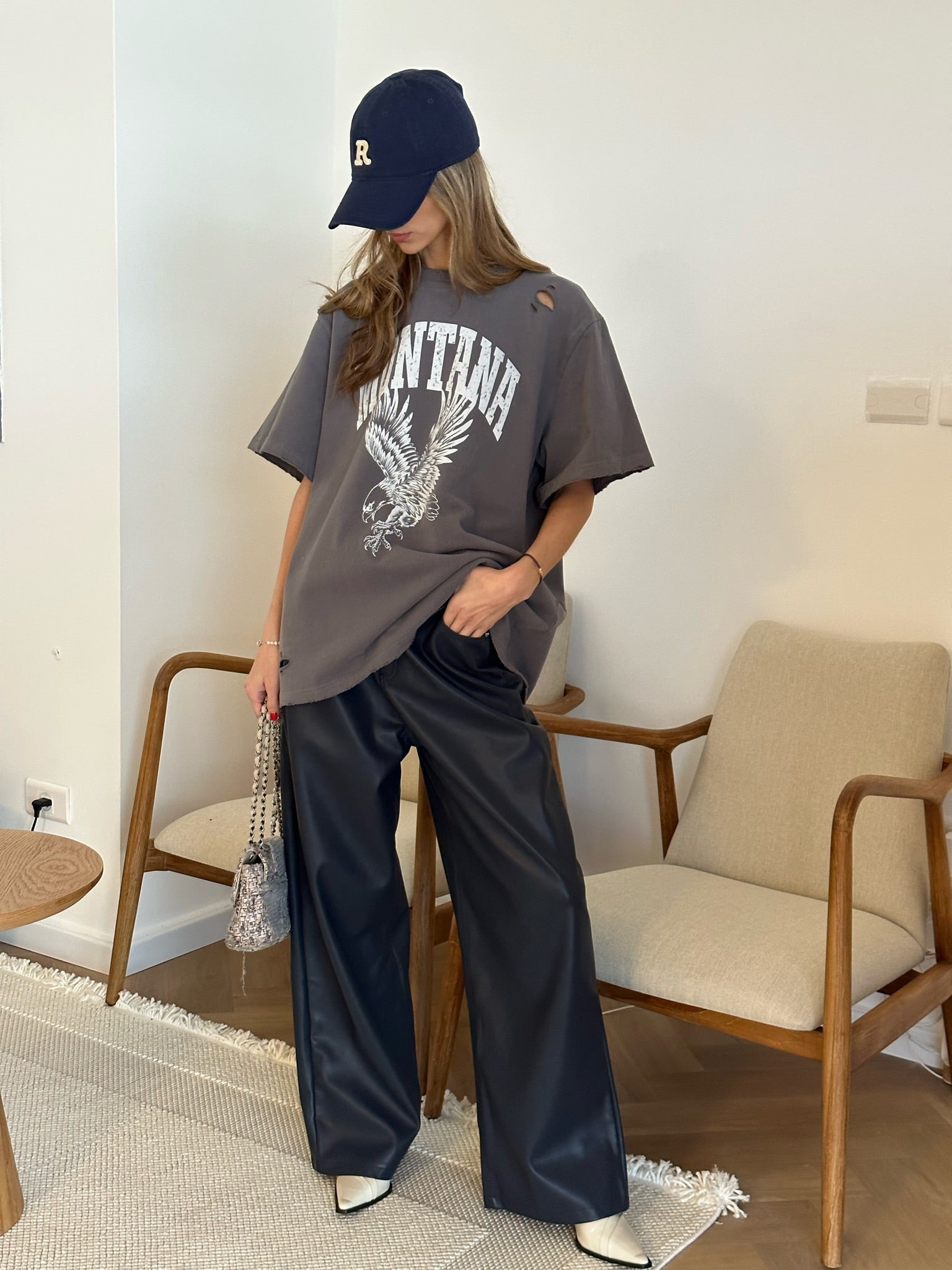 מכנס דמוי עור מייסון כחול