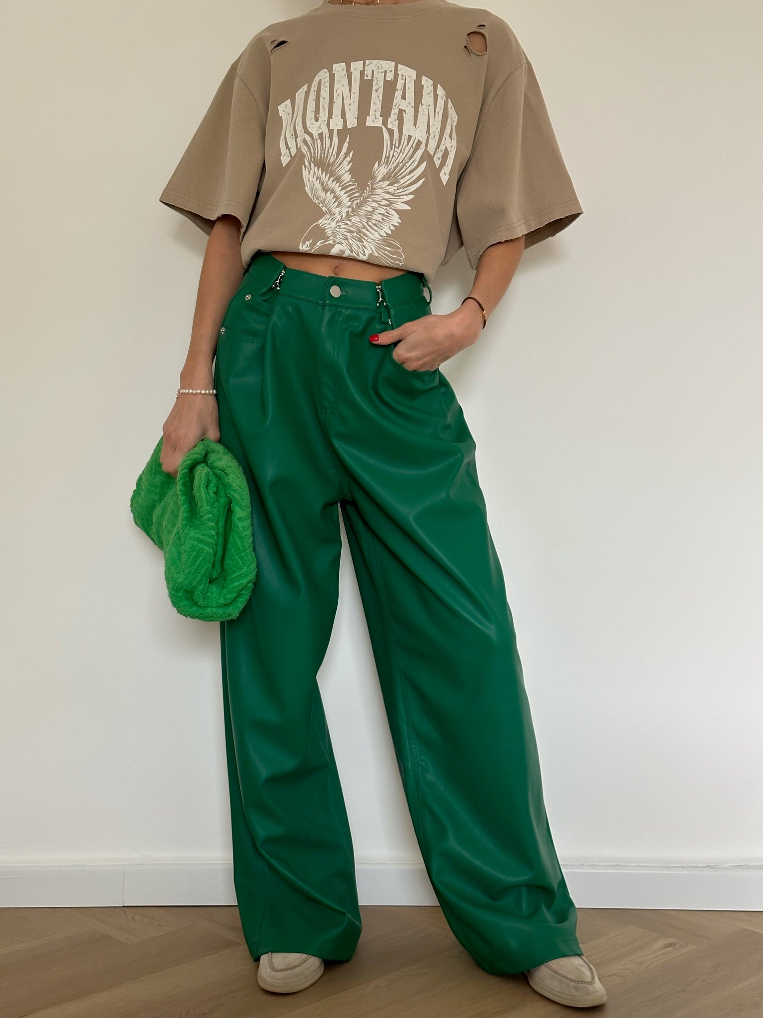 מכנס דמוי עור מייסון ירוק