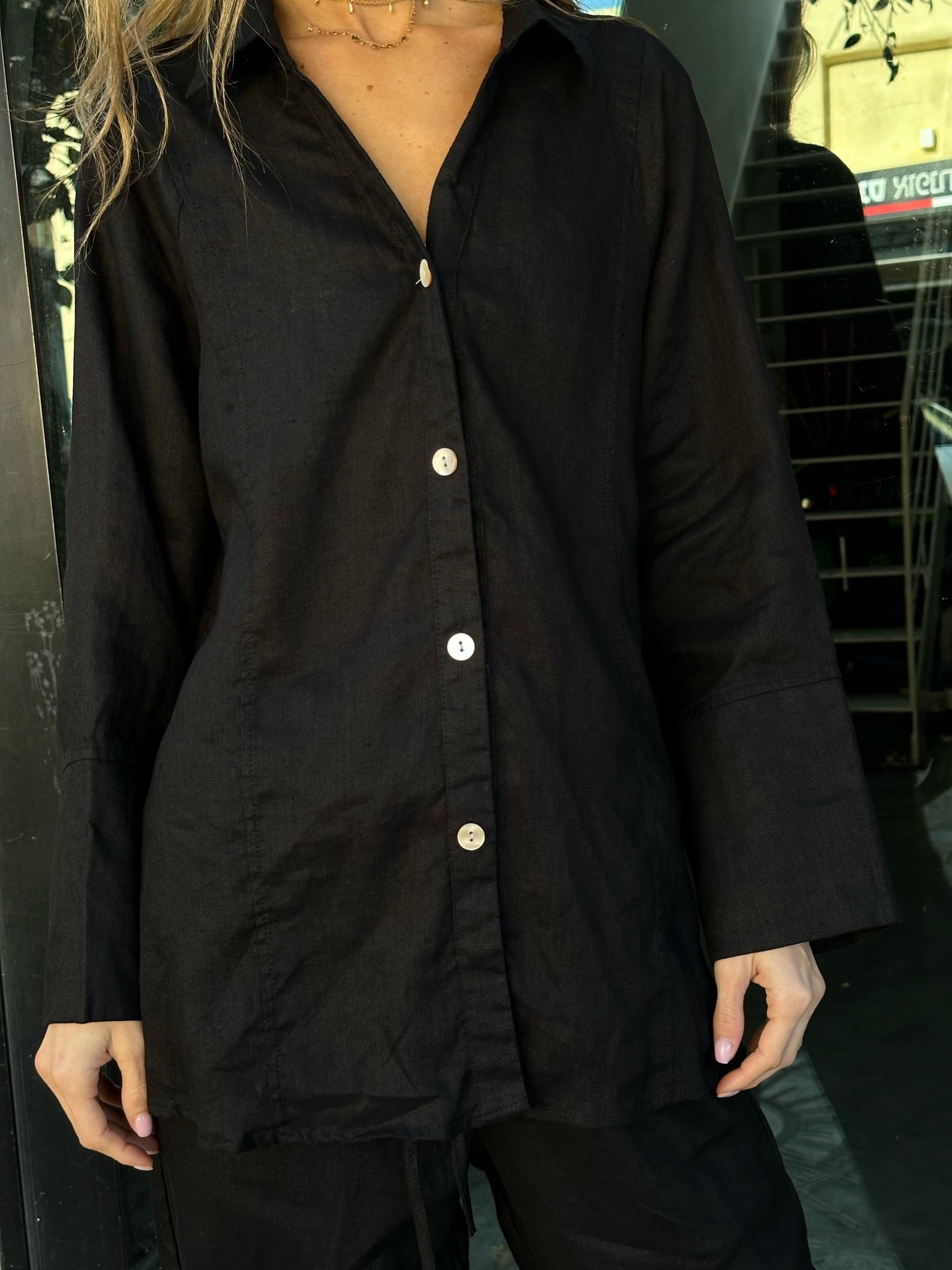 חליפת פשתן ג׳רי שחור