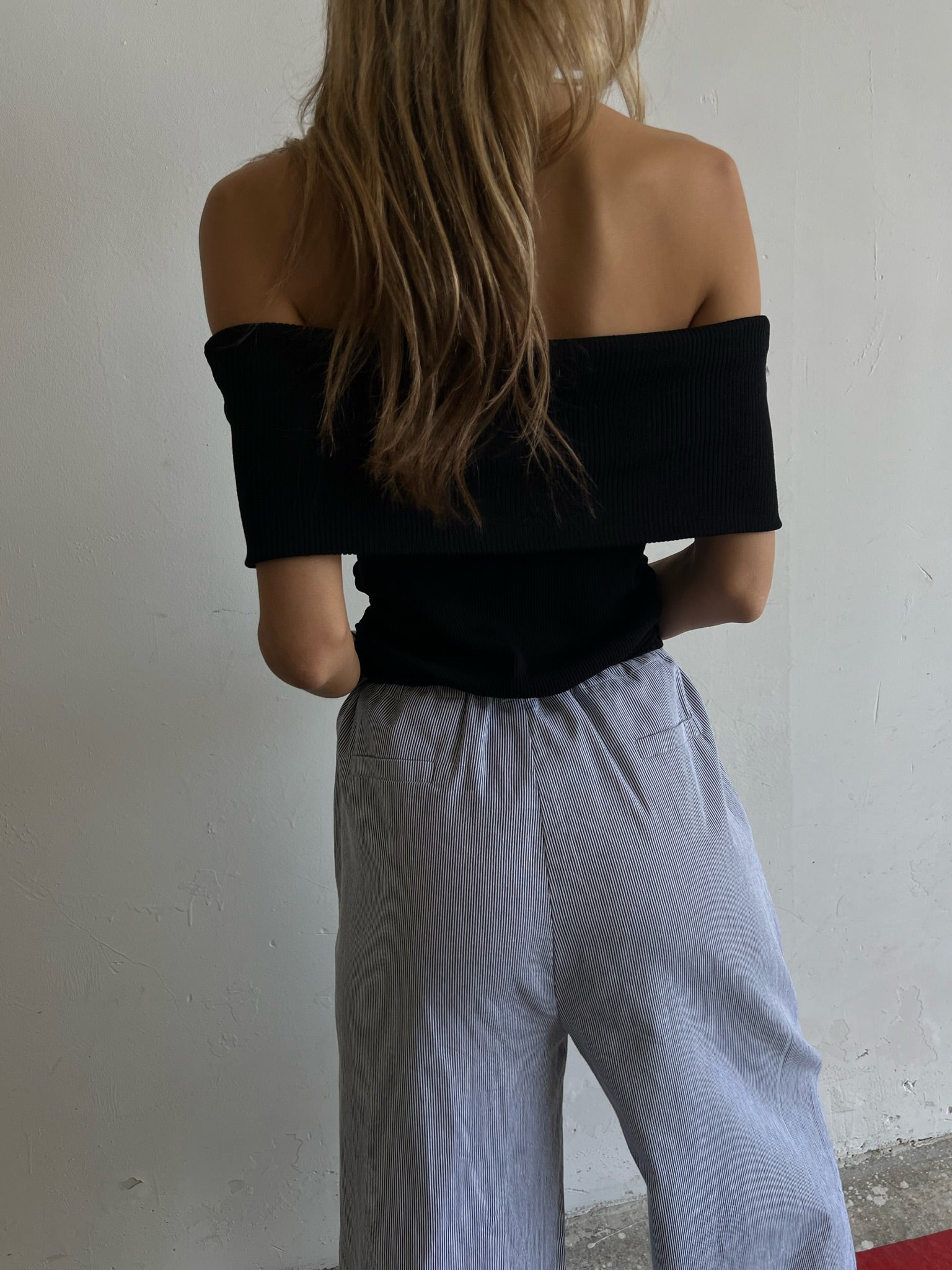 מכנס לוטם פסים שחור