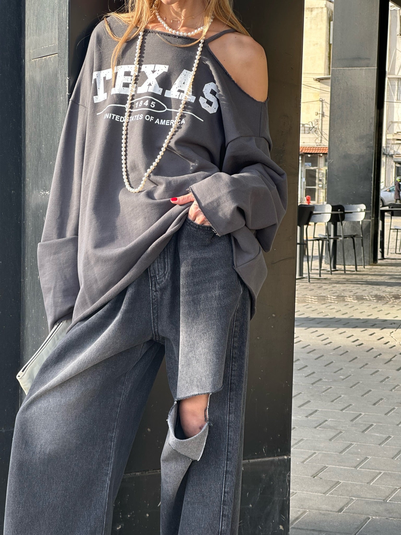 מכנס ג׳ינס מיילי אפור