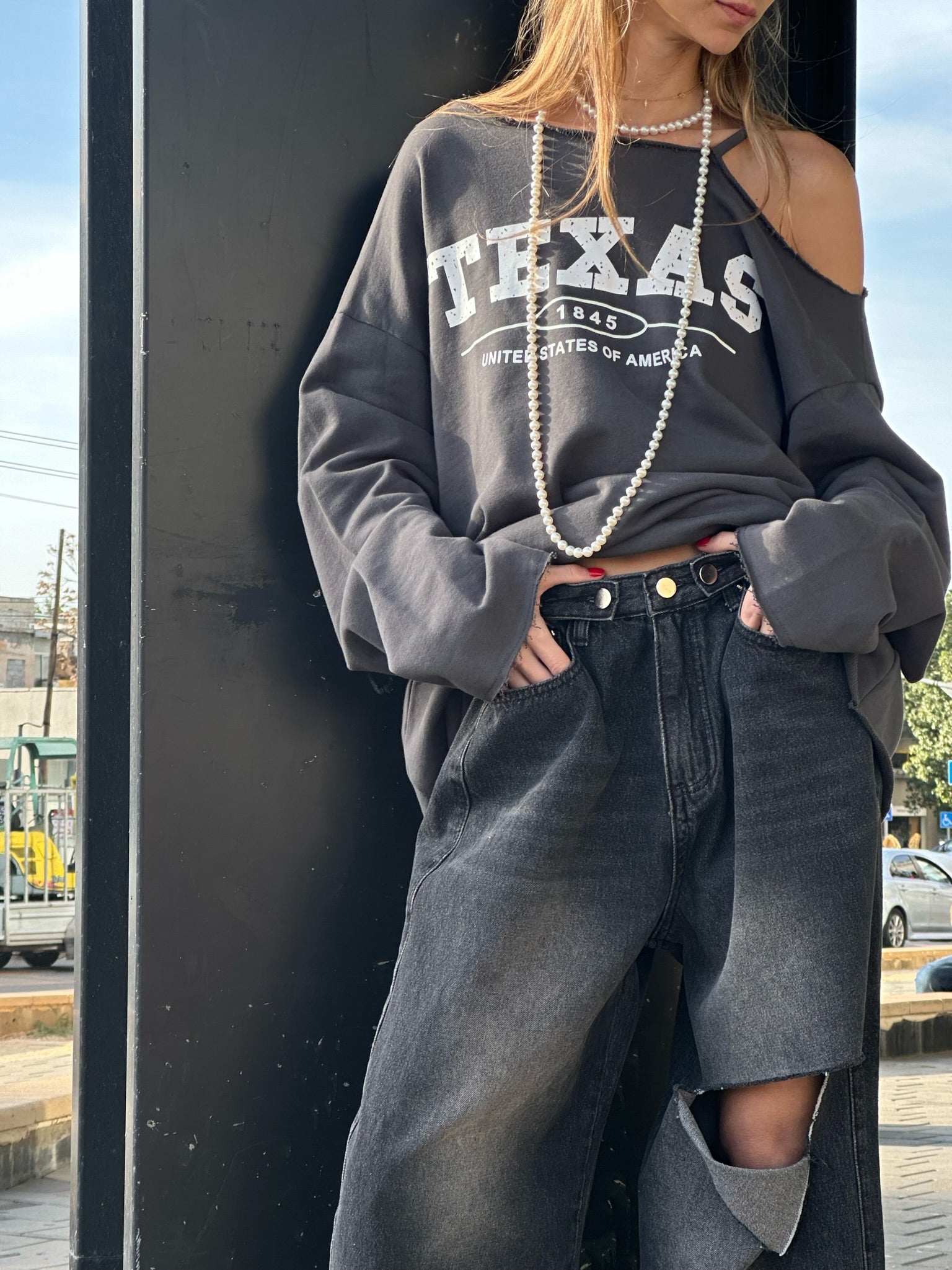 מכנס ג׳ינס מיילי אפור